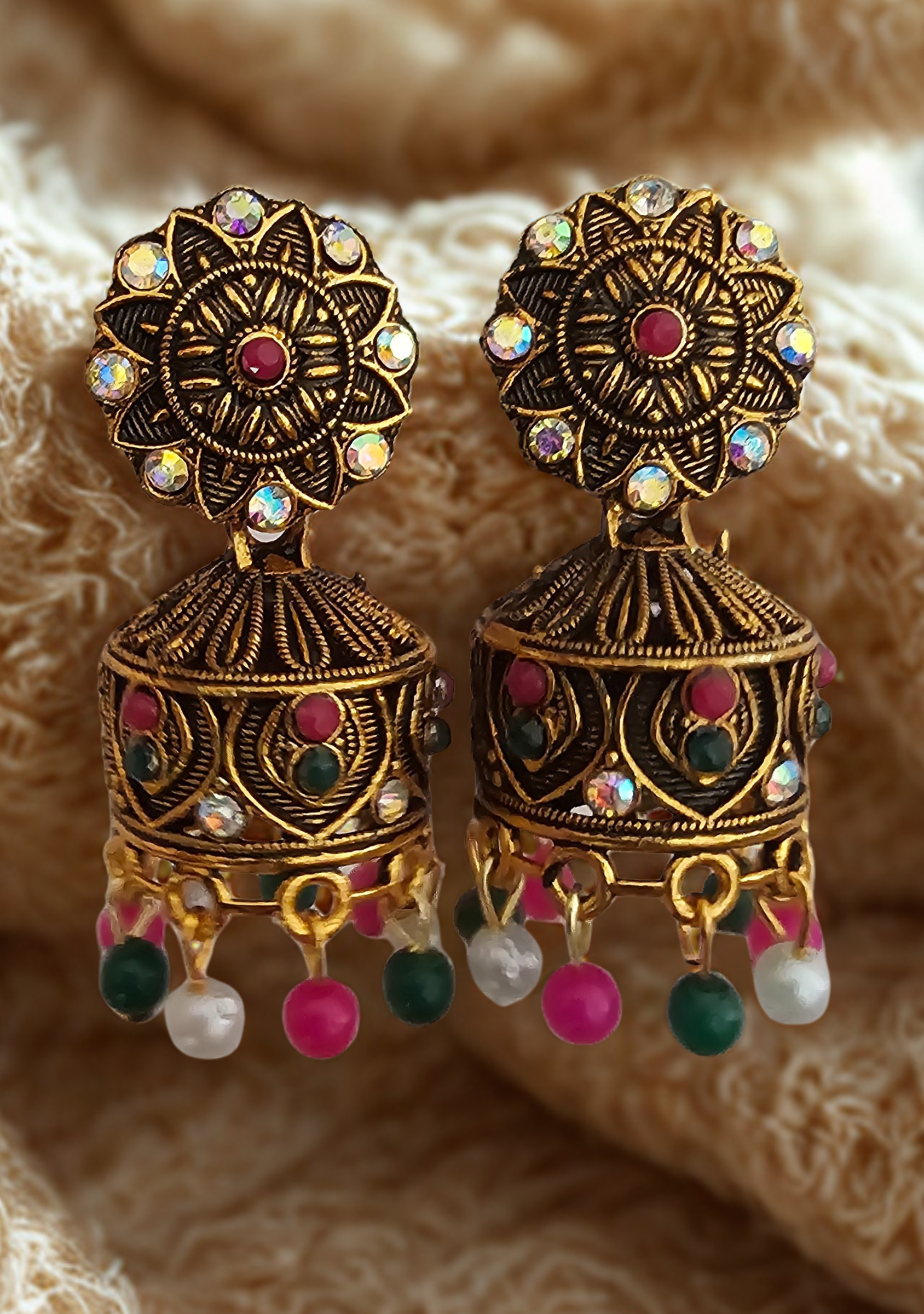 Antique Gold Jhumka Earrings