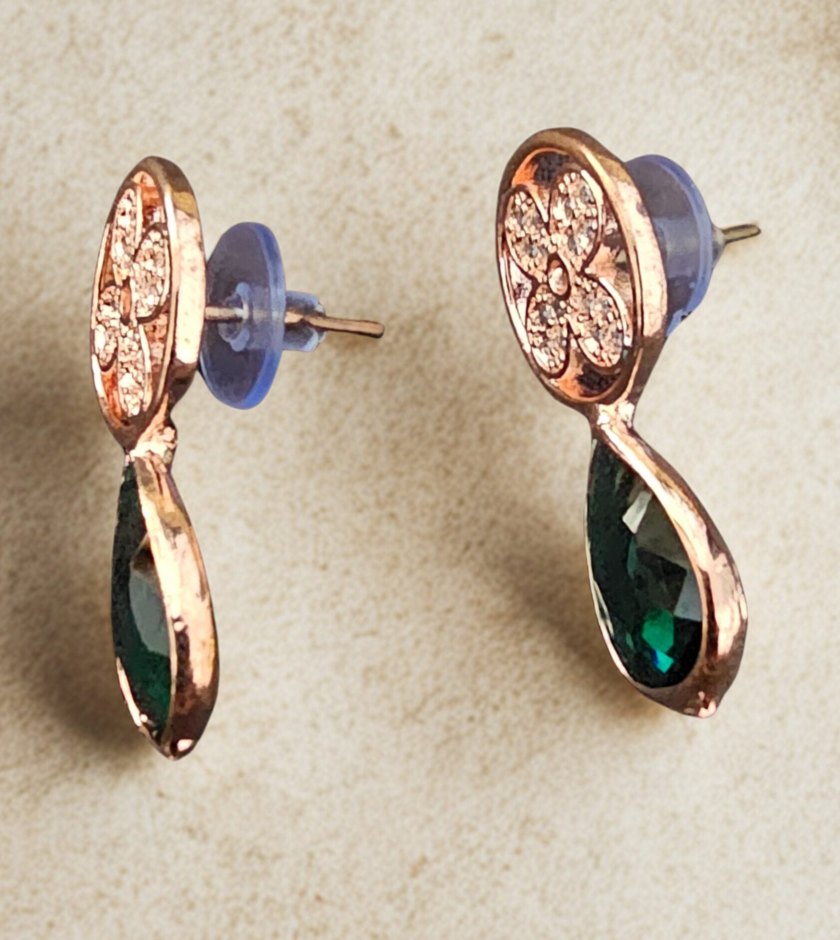 Elegant Gold and Emerald Earrings
