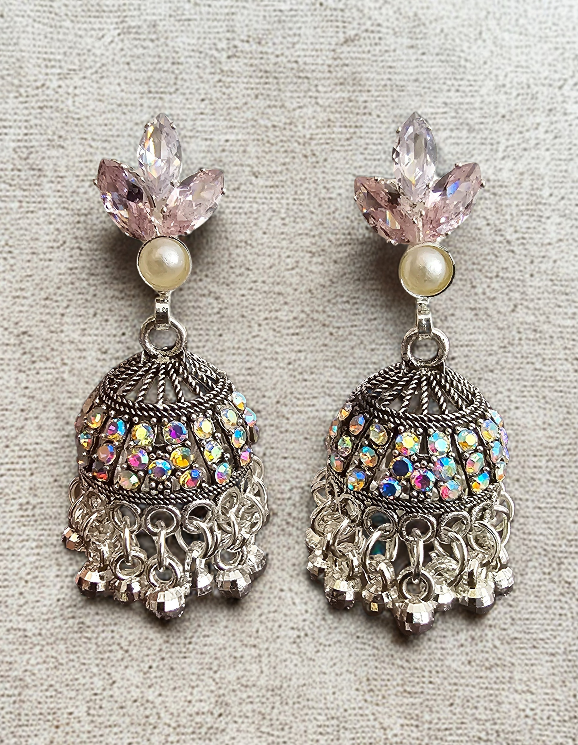 Crystal Drop Jhumka Earrings