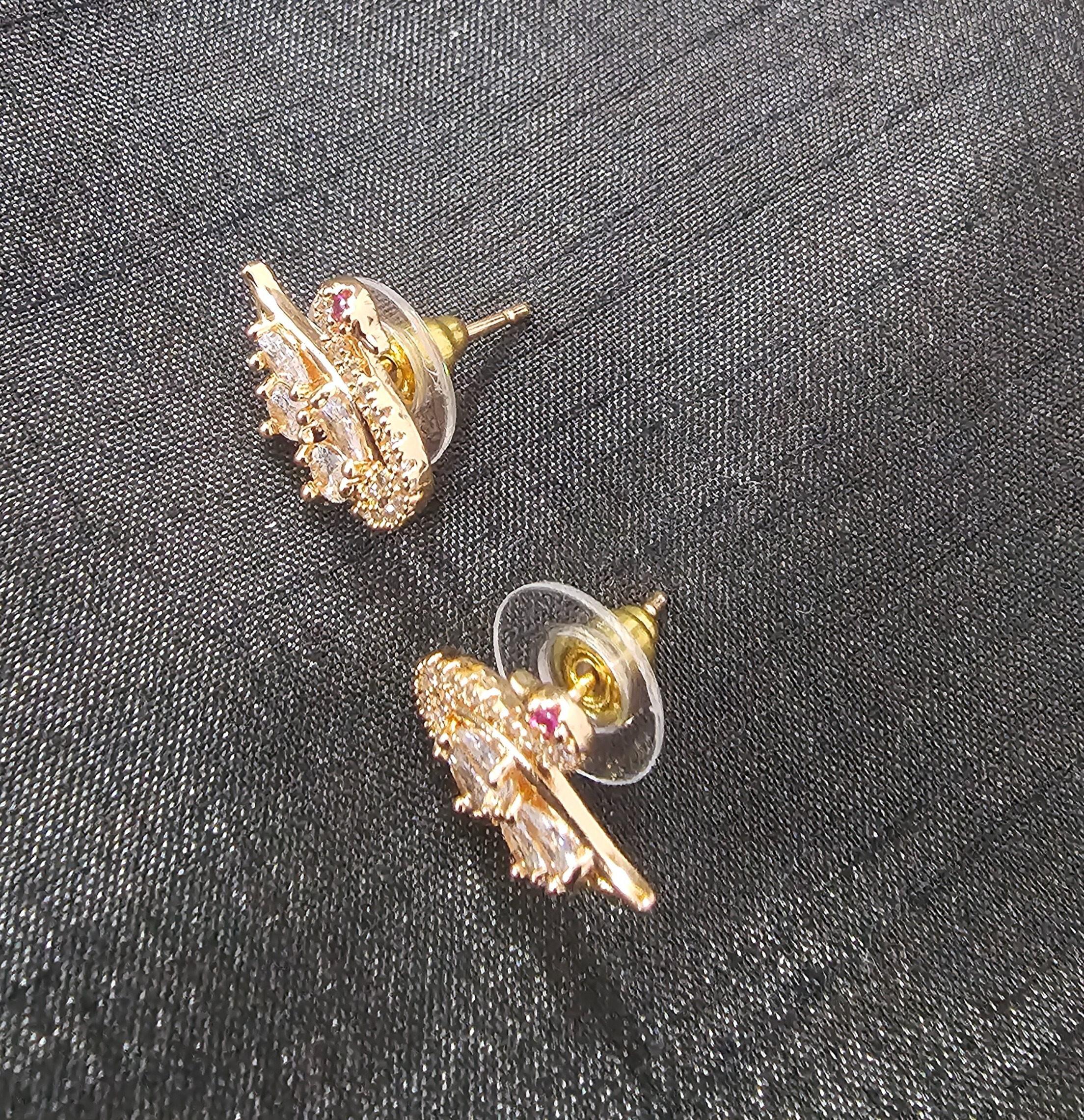 Gold-tone Crystal Swan Earrings