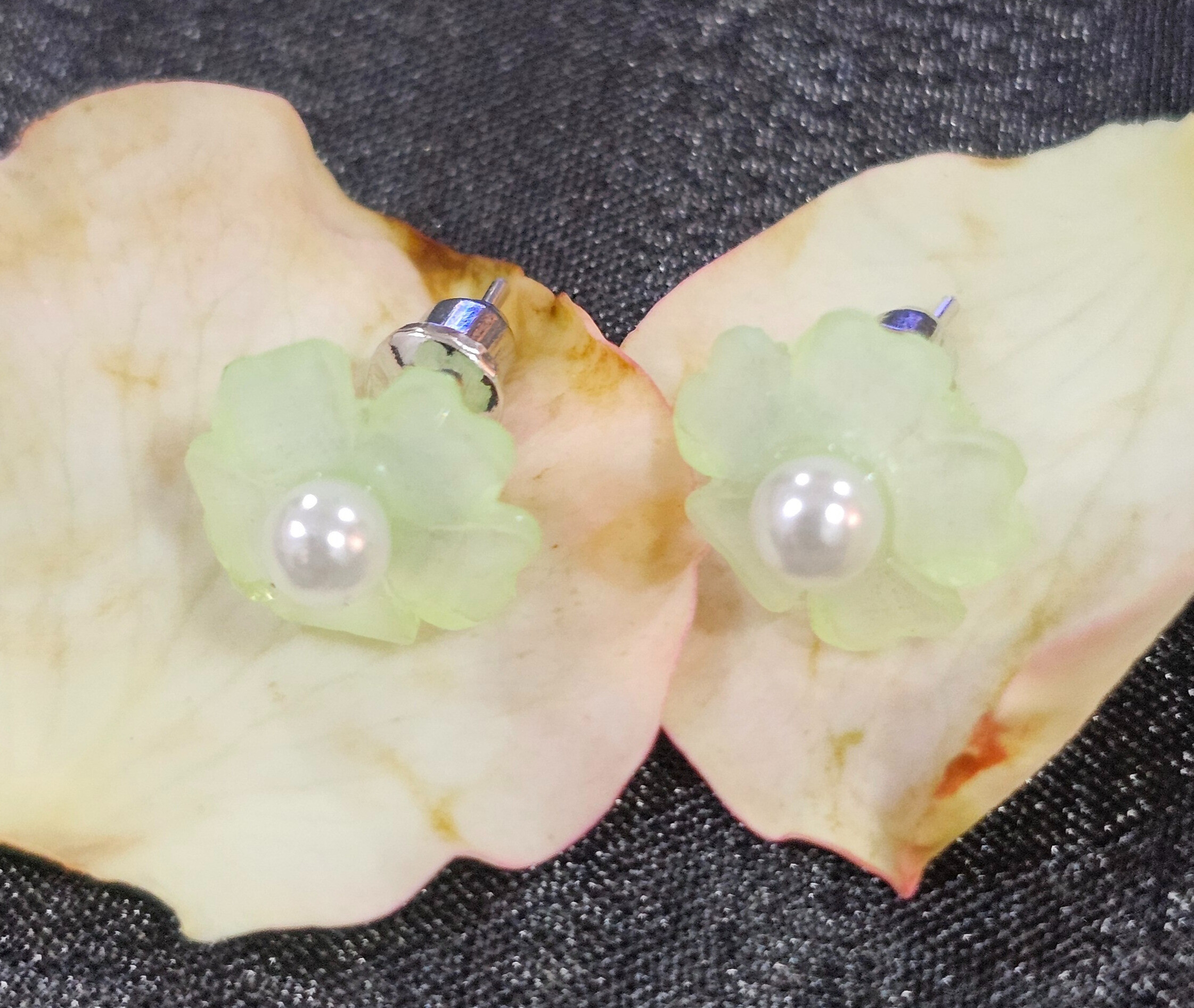 Purple Flower Pearl Earrings - Set of 3