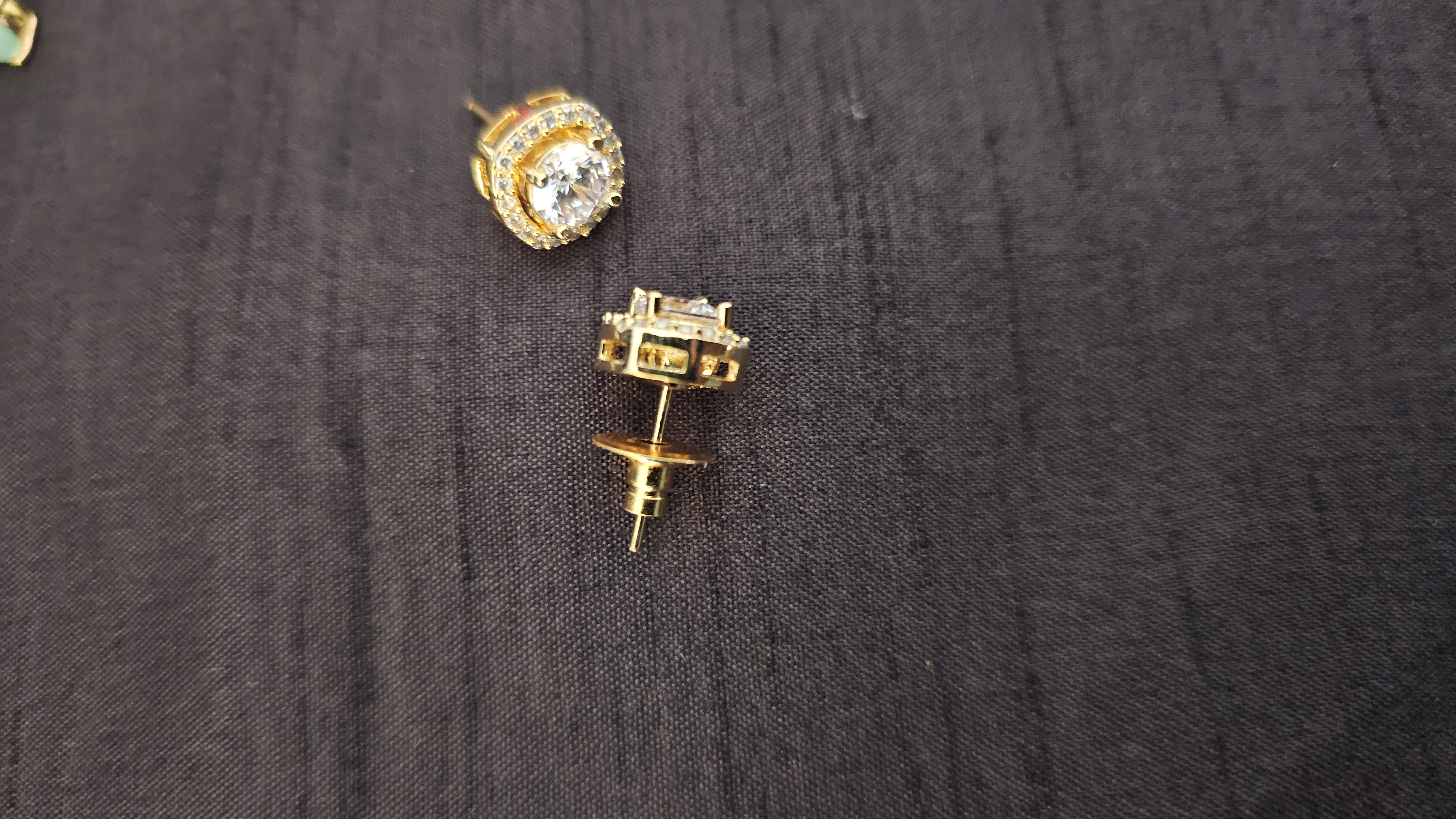 Gold & Multiple Stones Stud Earring