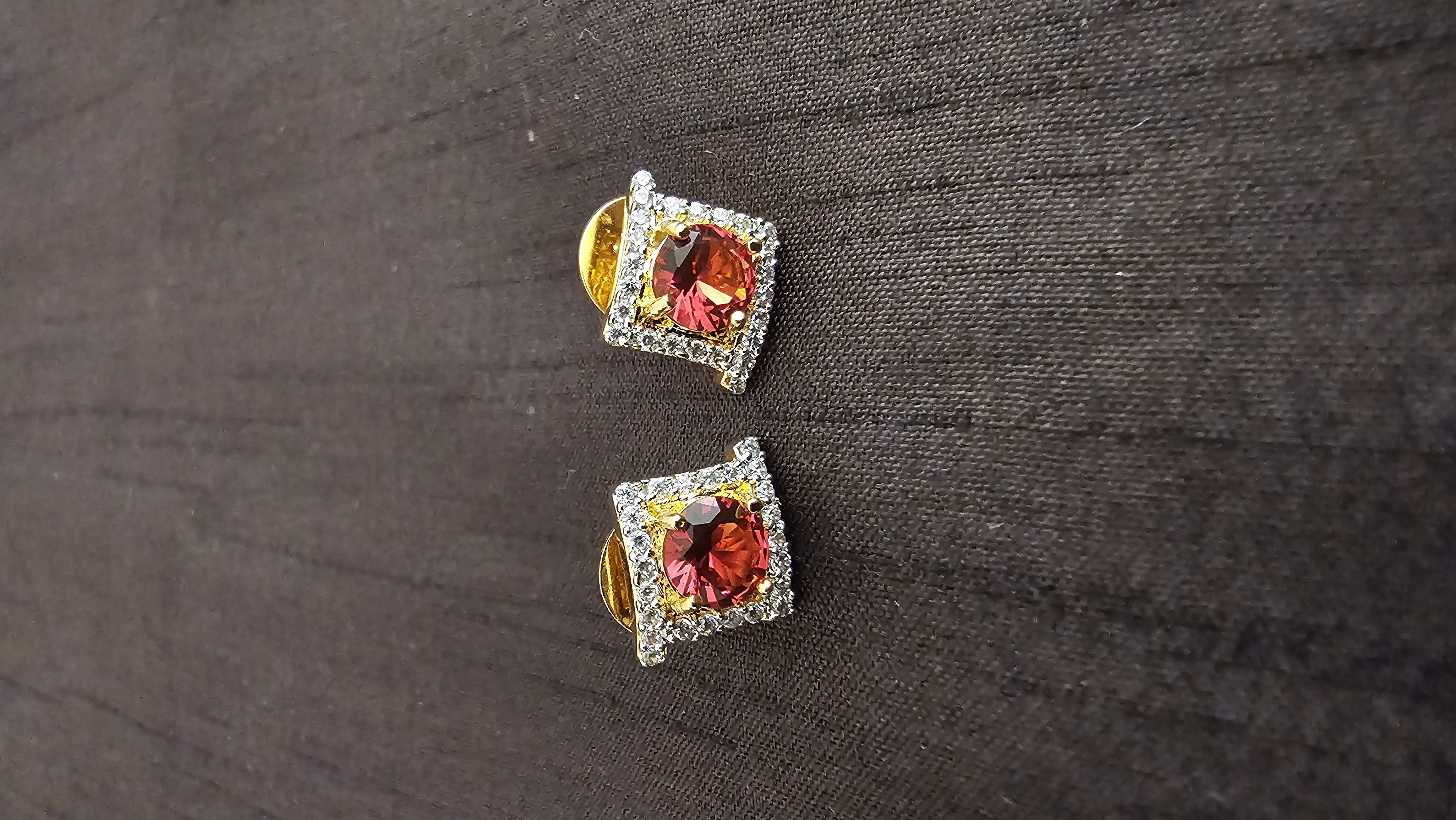 Elegant Red Gemstone Stud Earrings