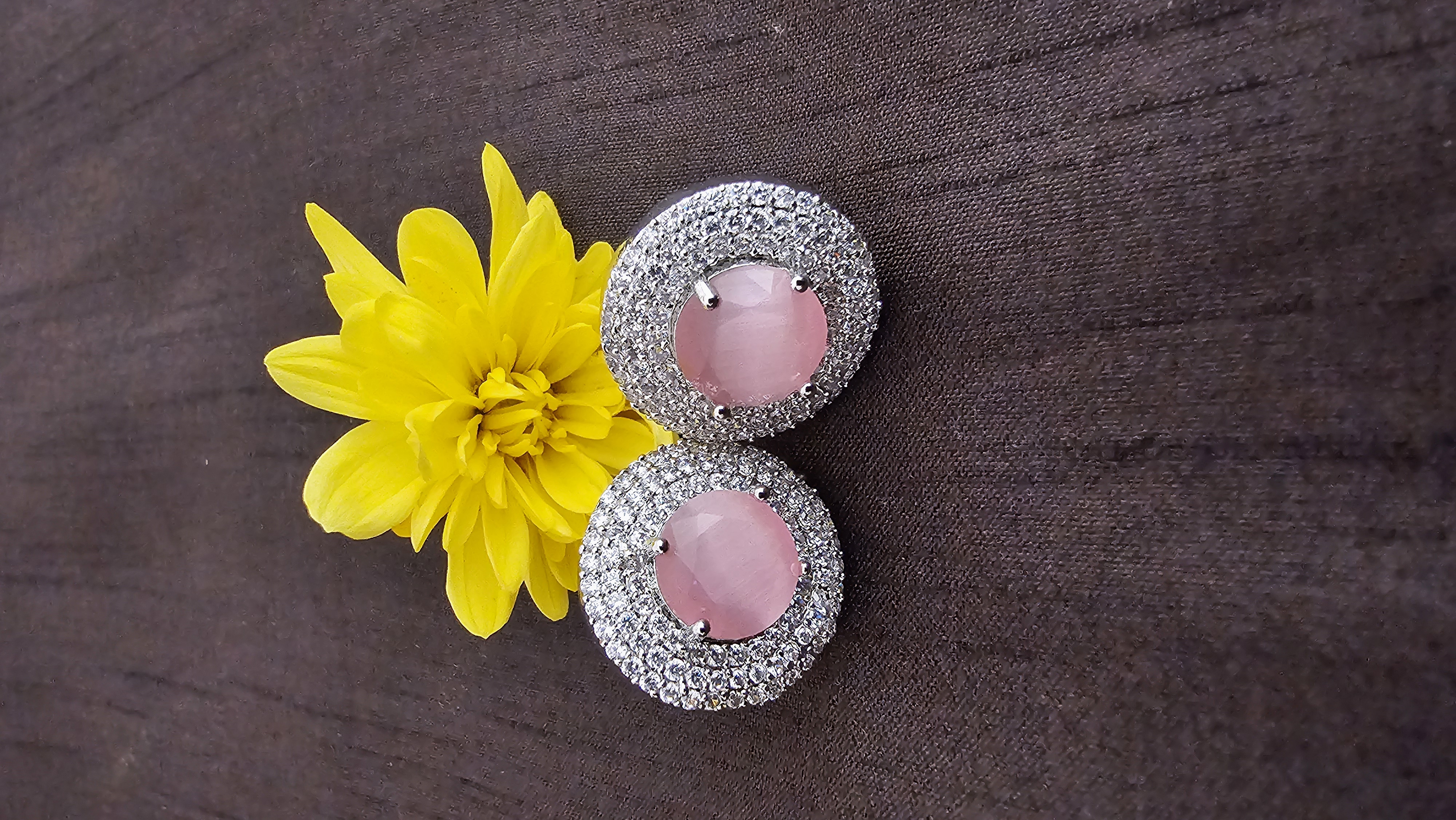 Elegant Pink Gemstone Stud Earrings