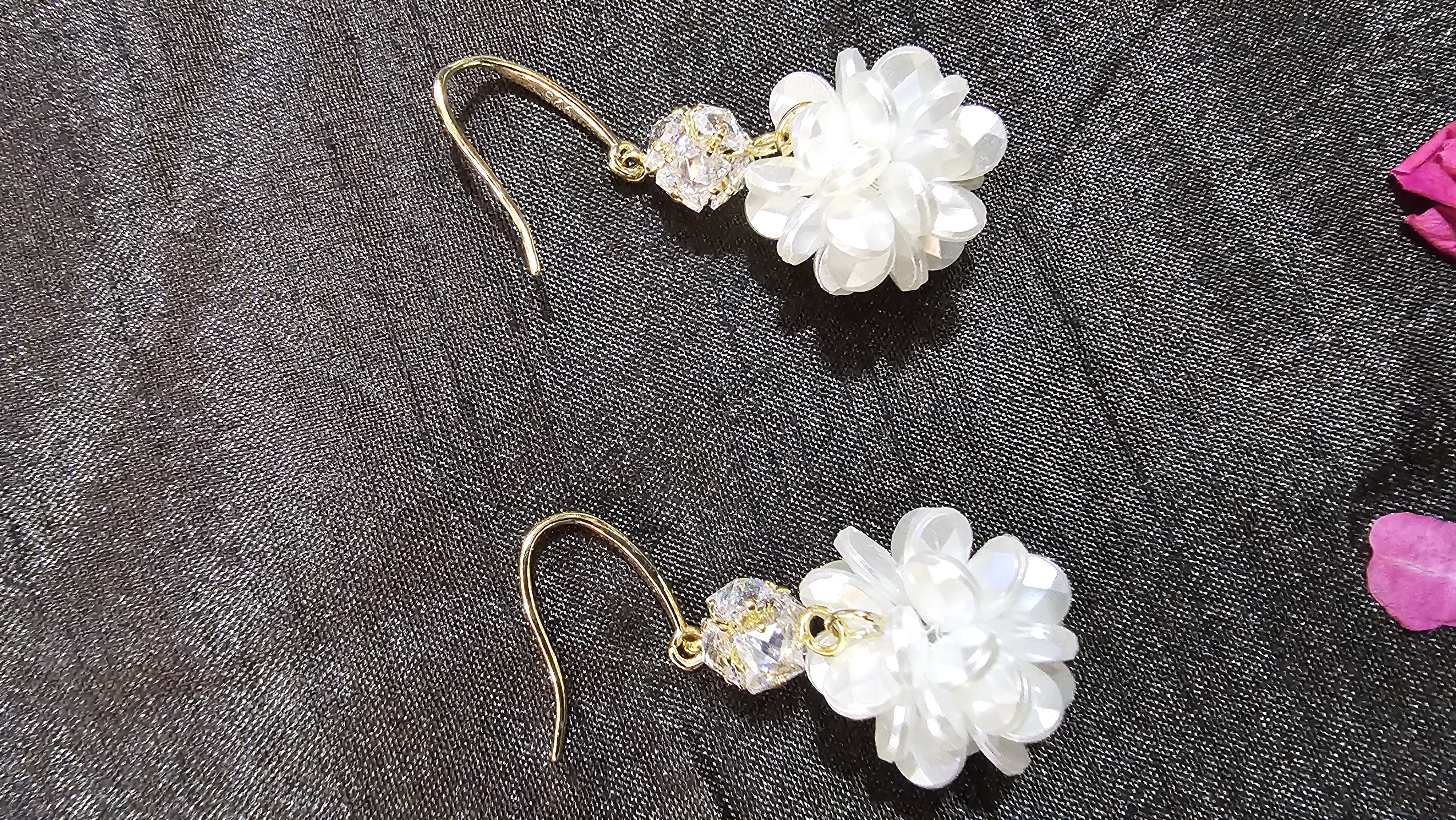 White Floral Drop Earrings