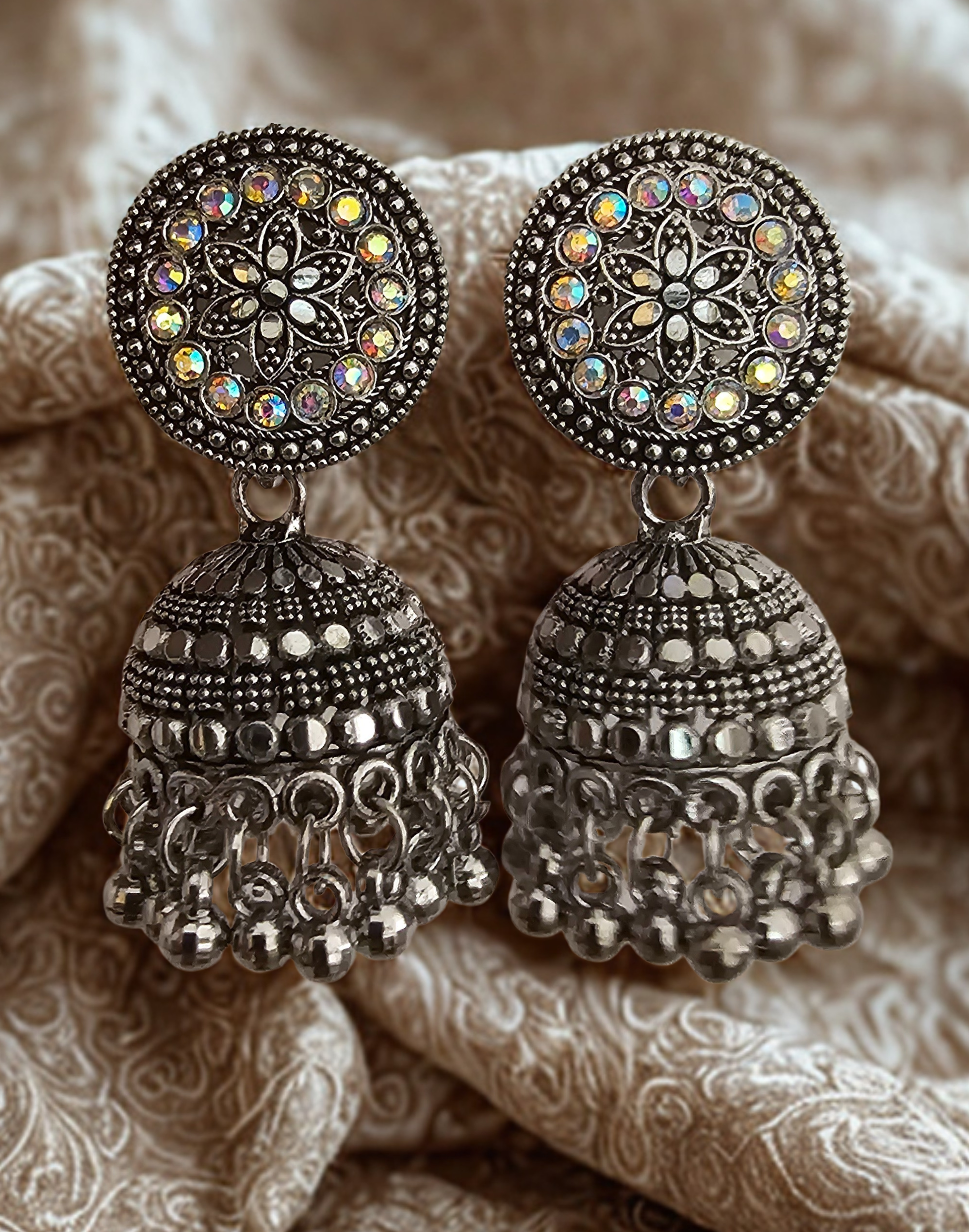 Antique Silver Jhumka Earrings