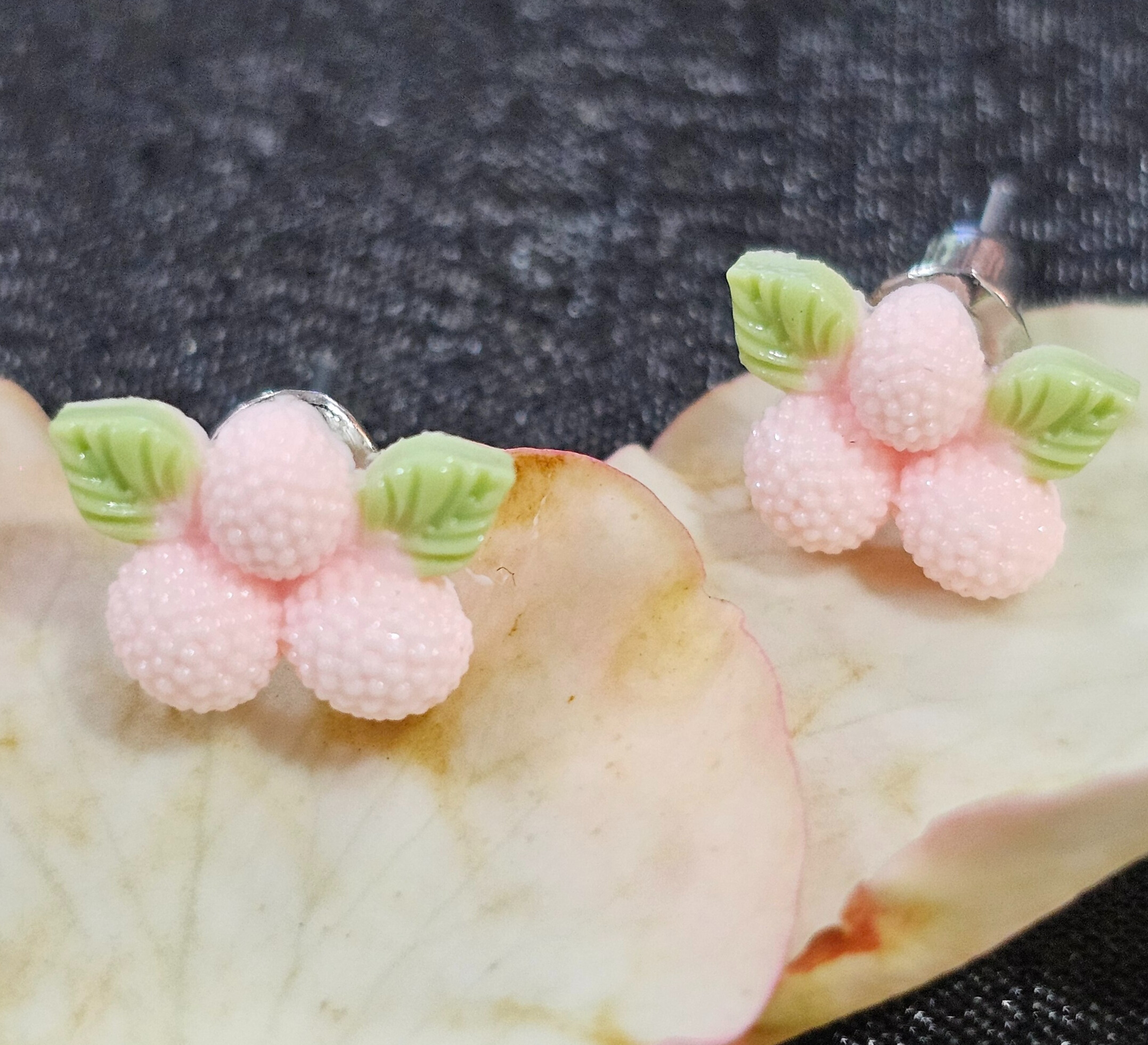 Handmade White Berry Earrings - Set of 3