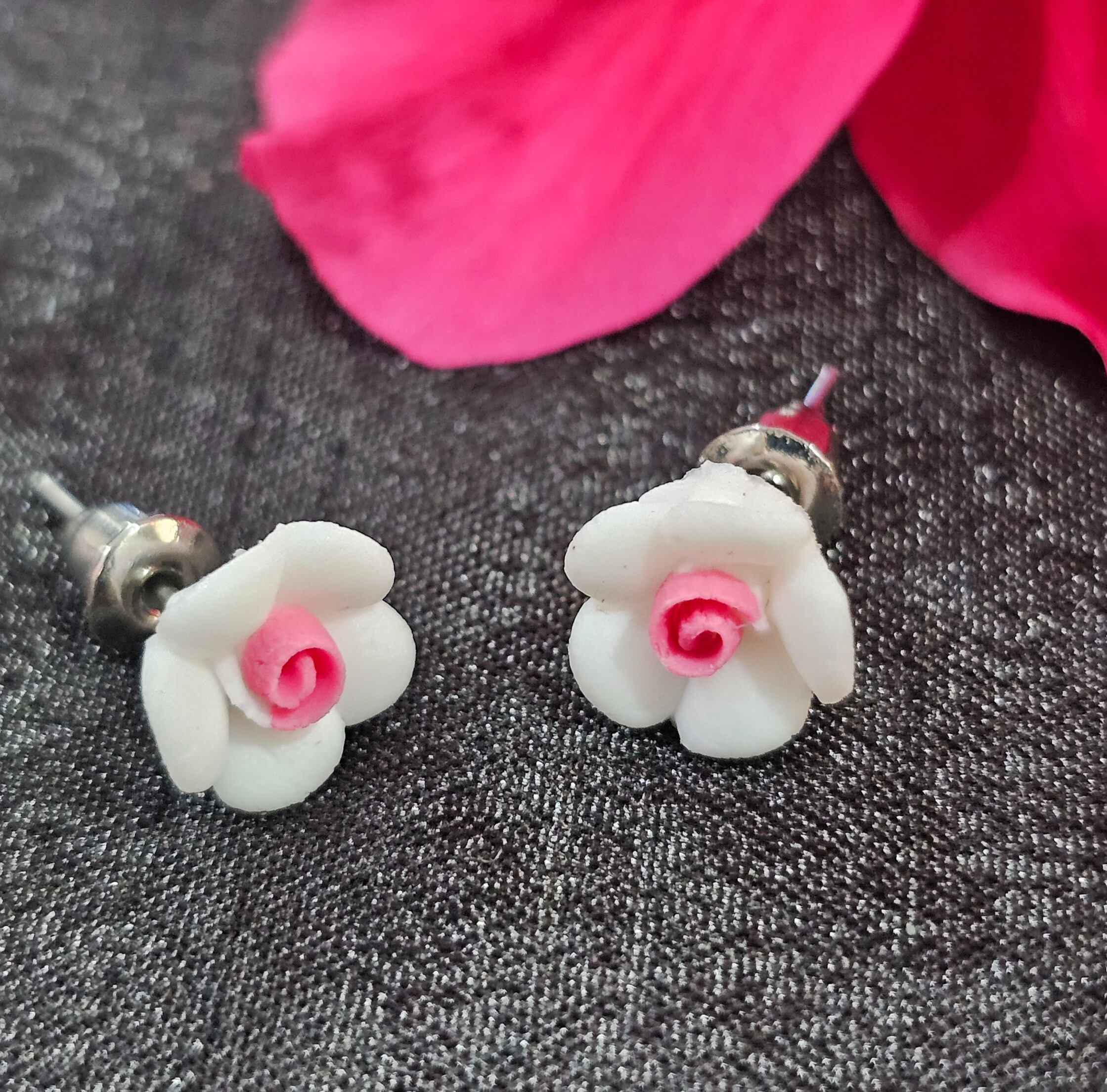 Purple Flower Stud Earrings - Set of 4