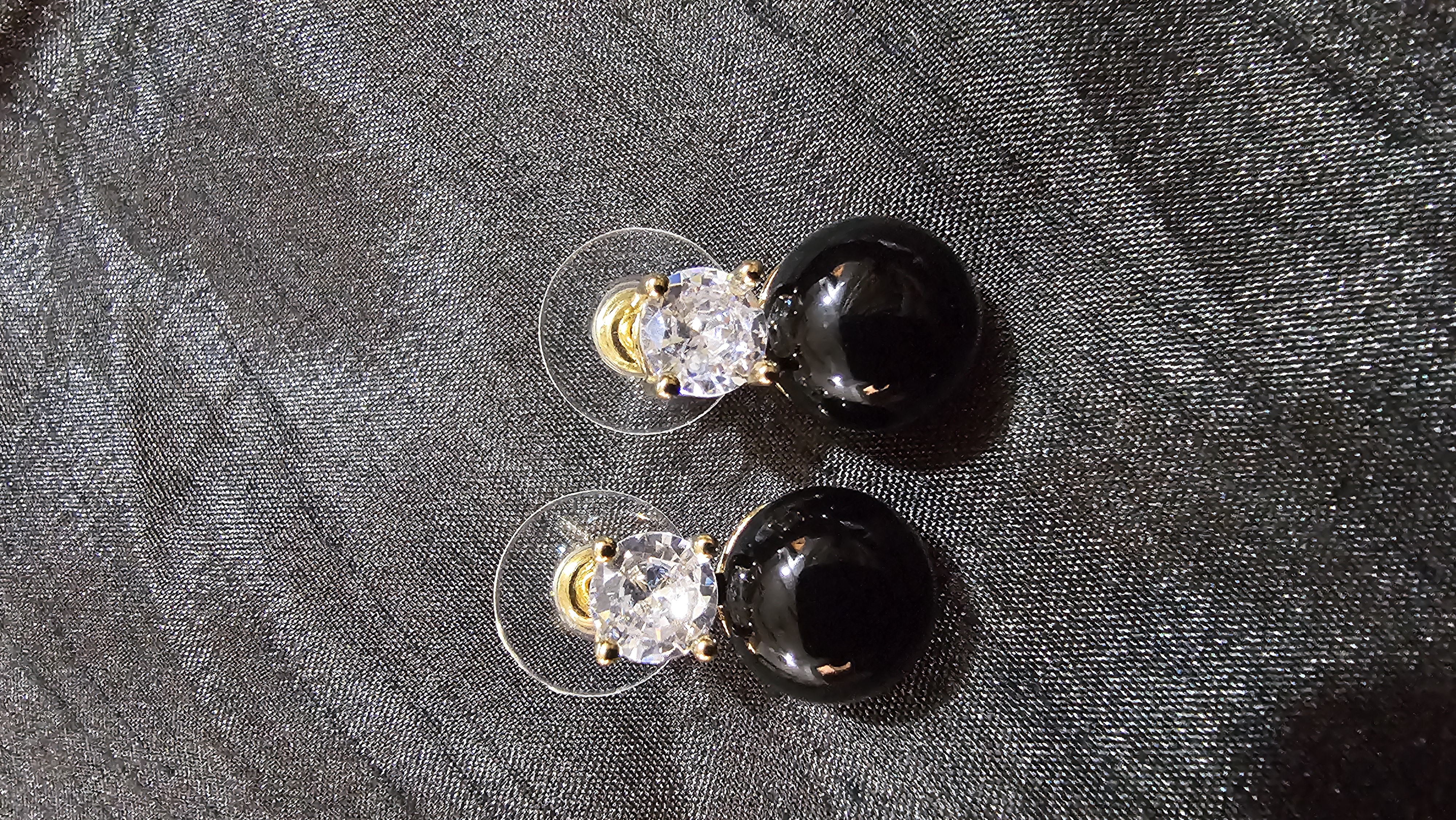 Elegant Black and Crystal Stud Earrings