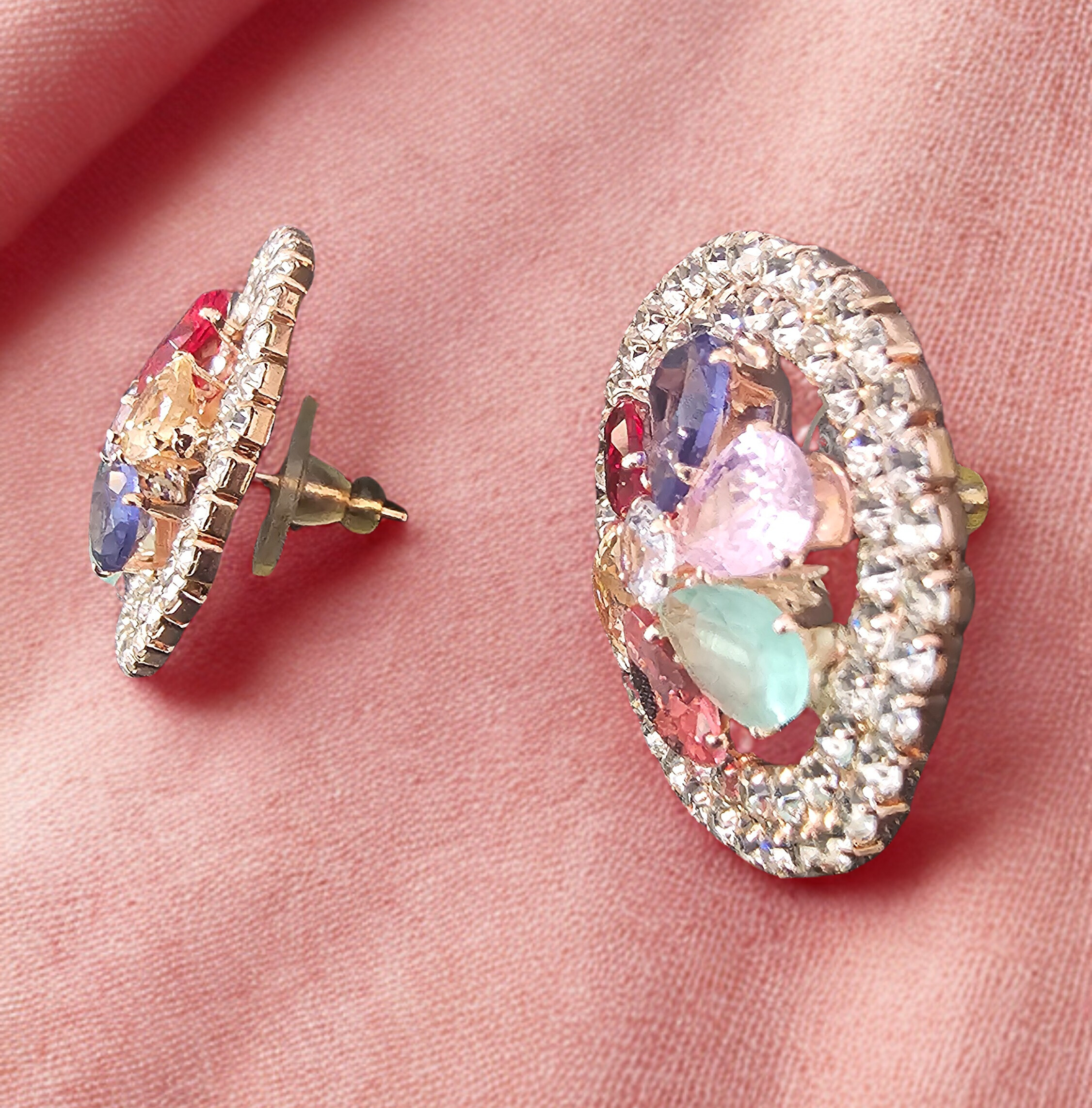 Colorful Crystal Flower Earrings