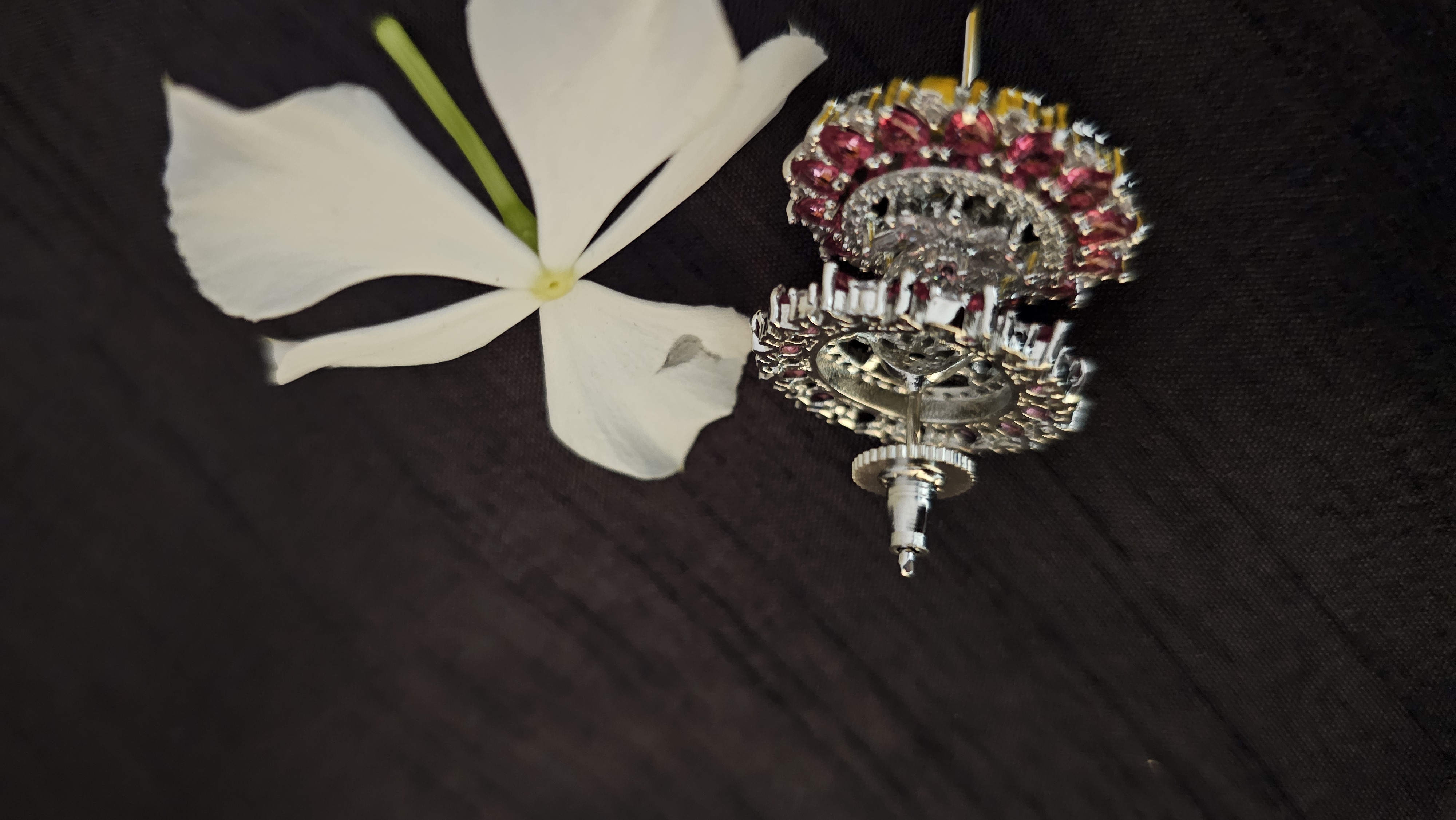 Pink & Silver Floral Stud Earrings