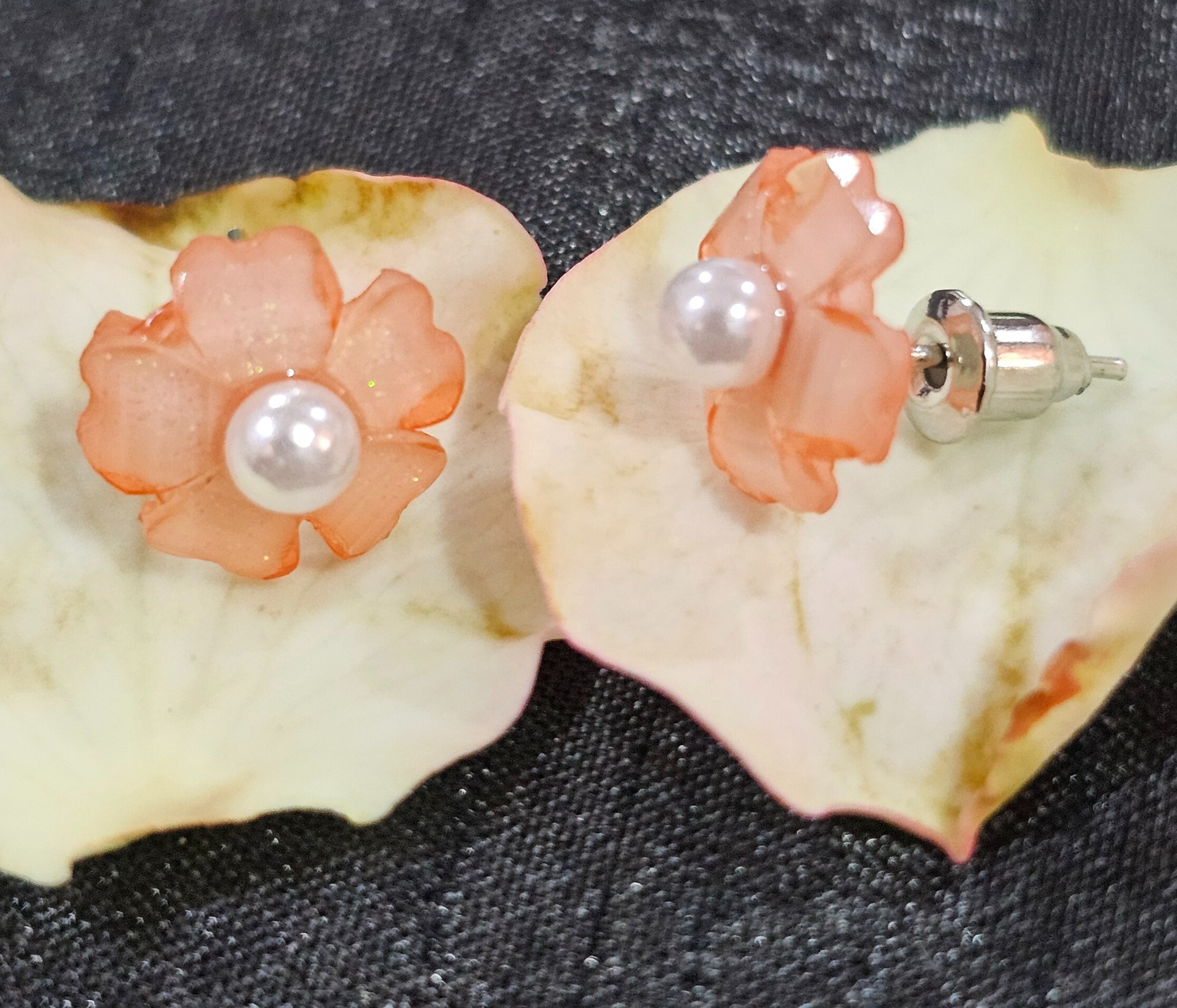 Flower Pearl Stud Earrings - Set of 3