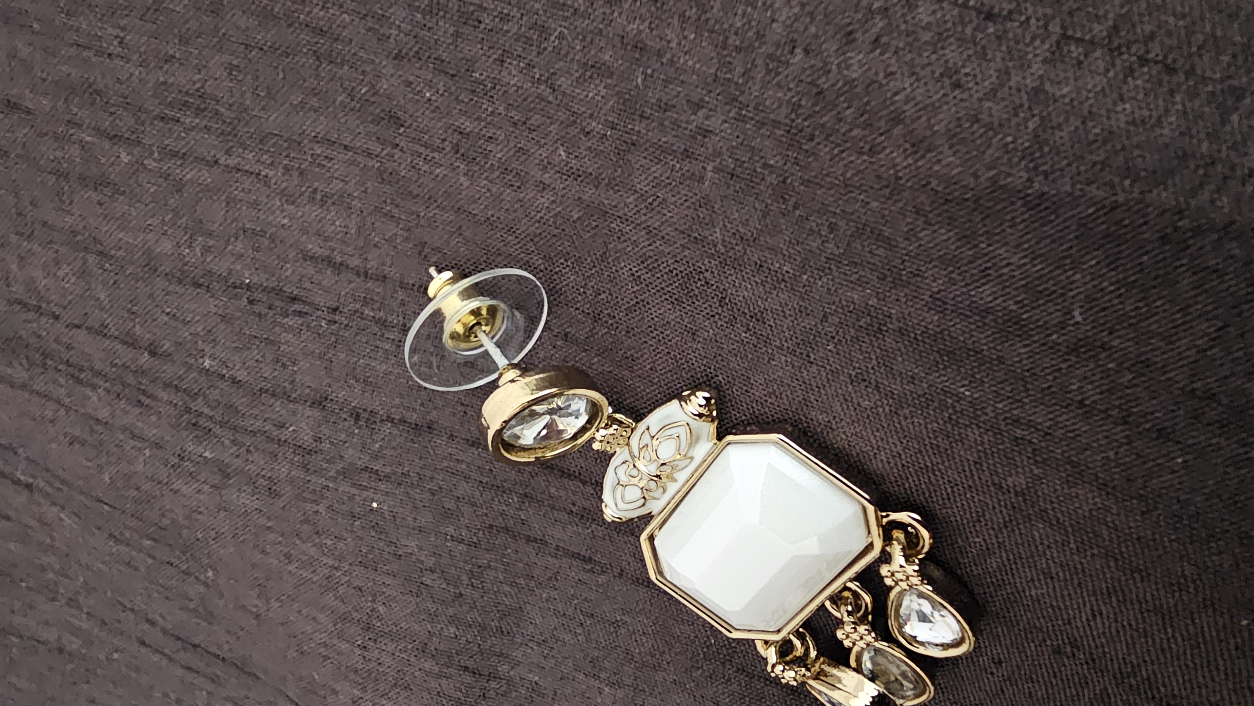 White Gemstone Drop Earrings