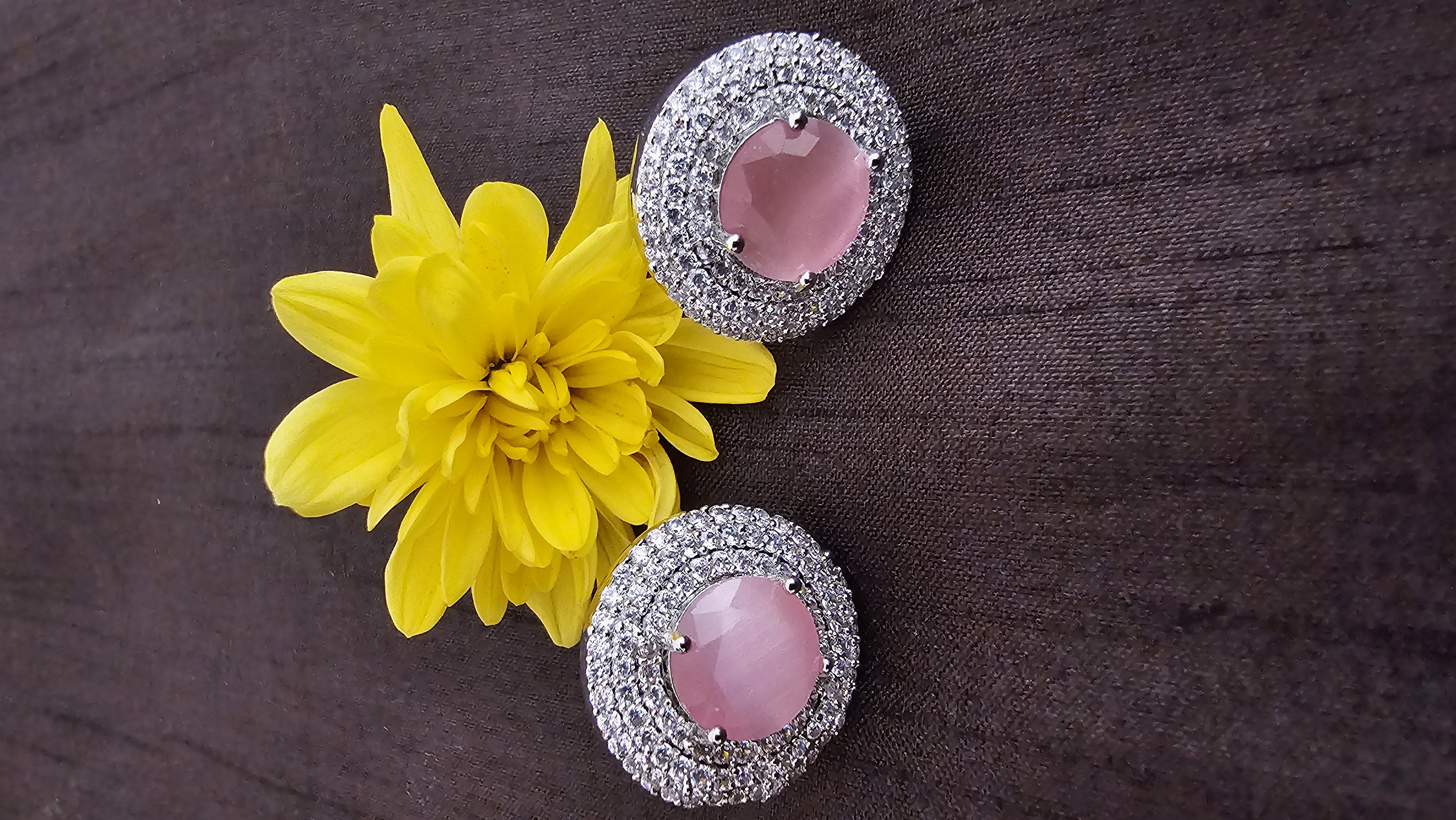 Elegant Pink Gemstone Stud Earrings