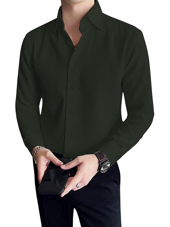 Men's Dark Green Dress Shirt