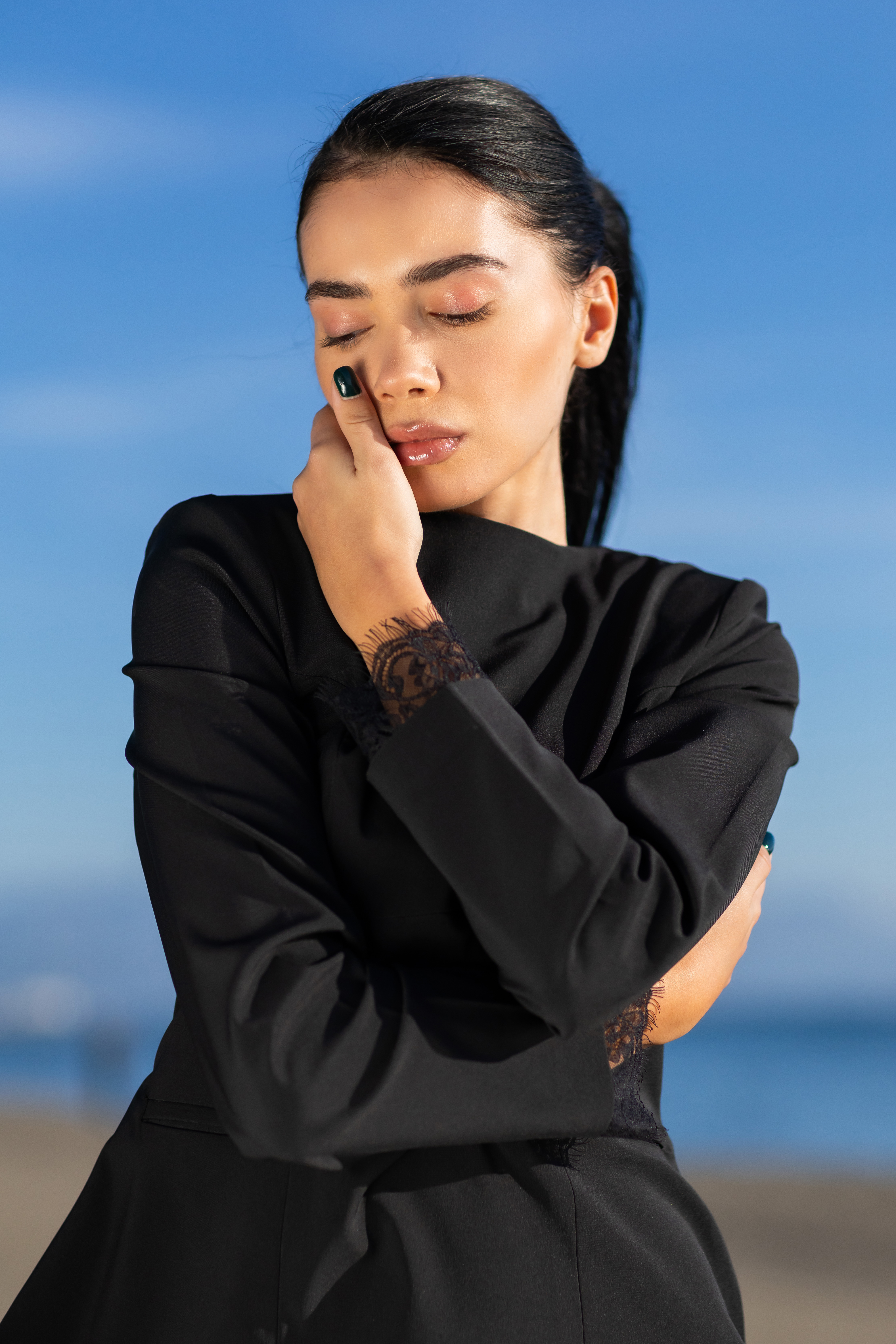 Obsidian Asymmetric Draped Mini Dress