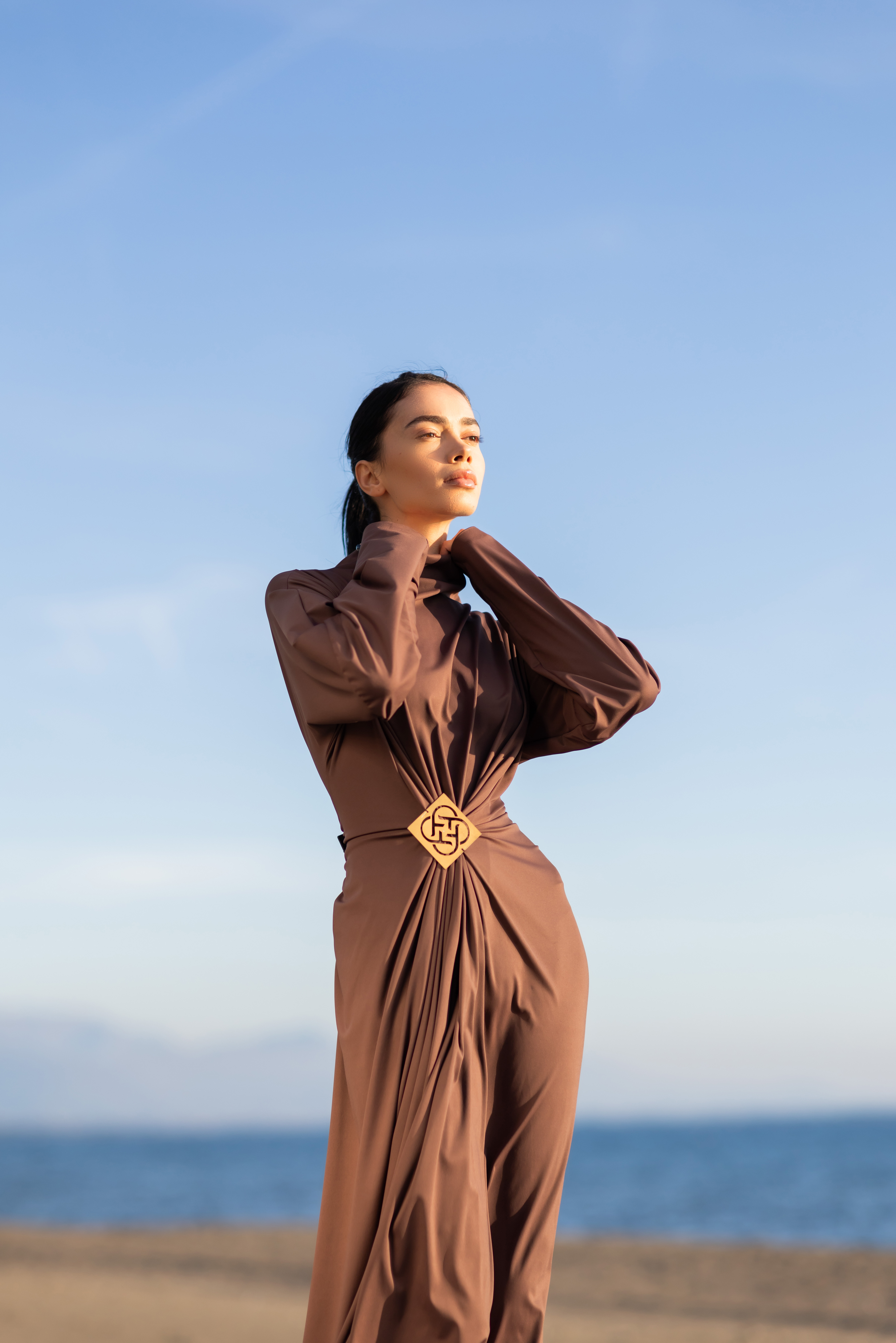 Ember Twist-Front Jersey Midi Dress