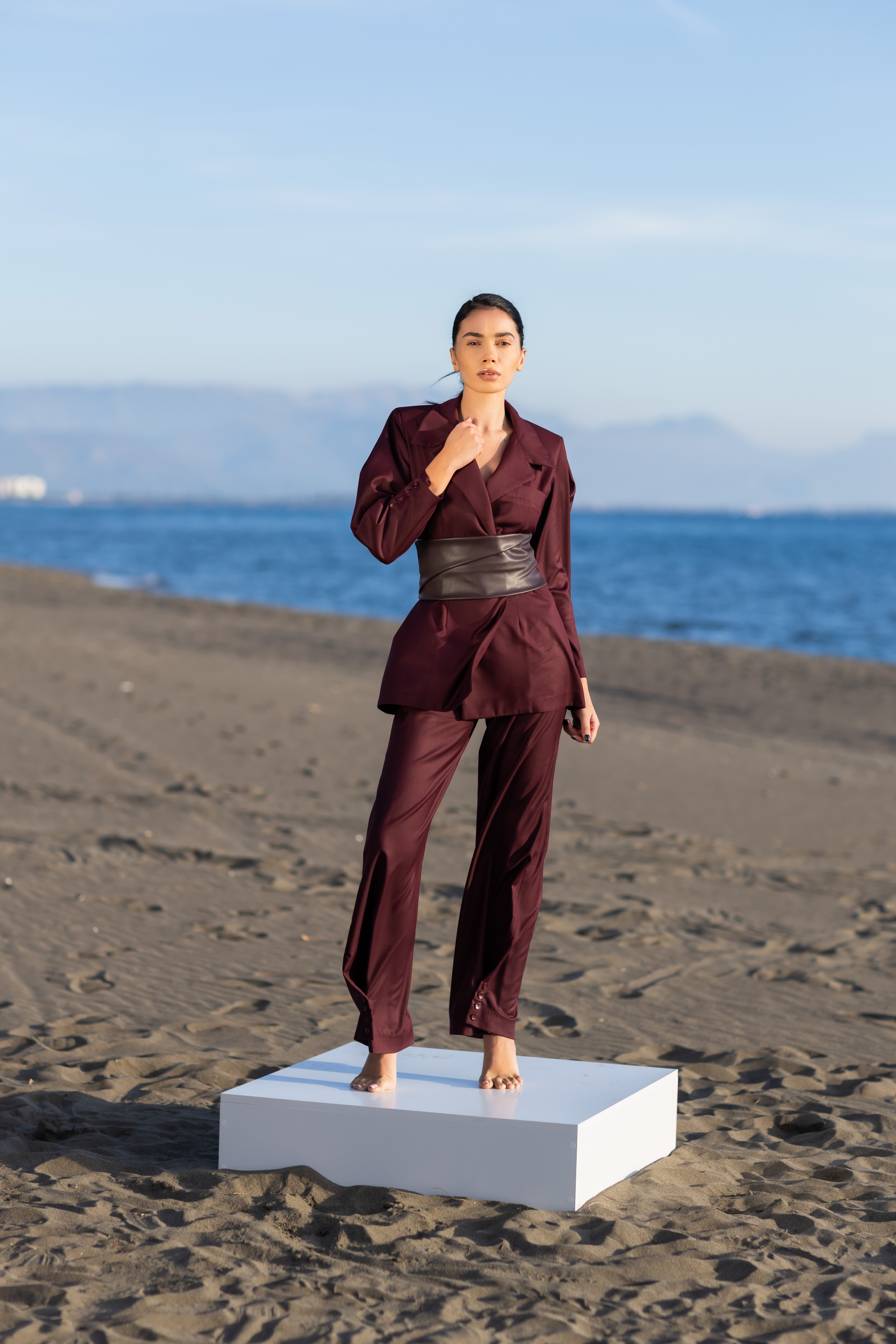 Bordeaux Sculpted Waist Blazer