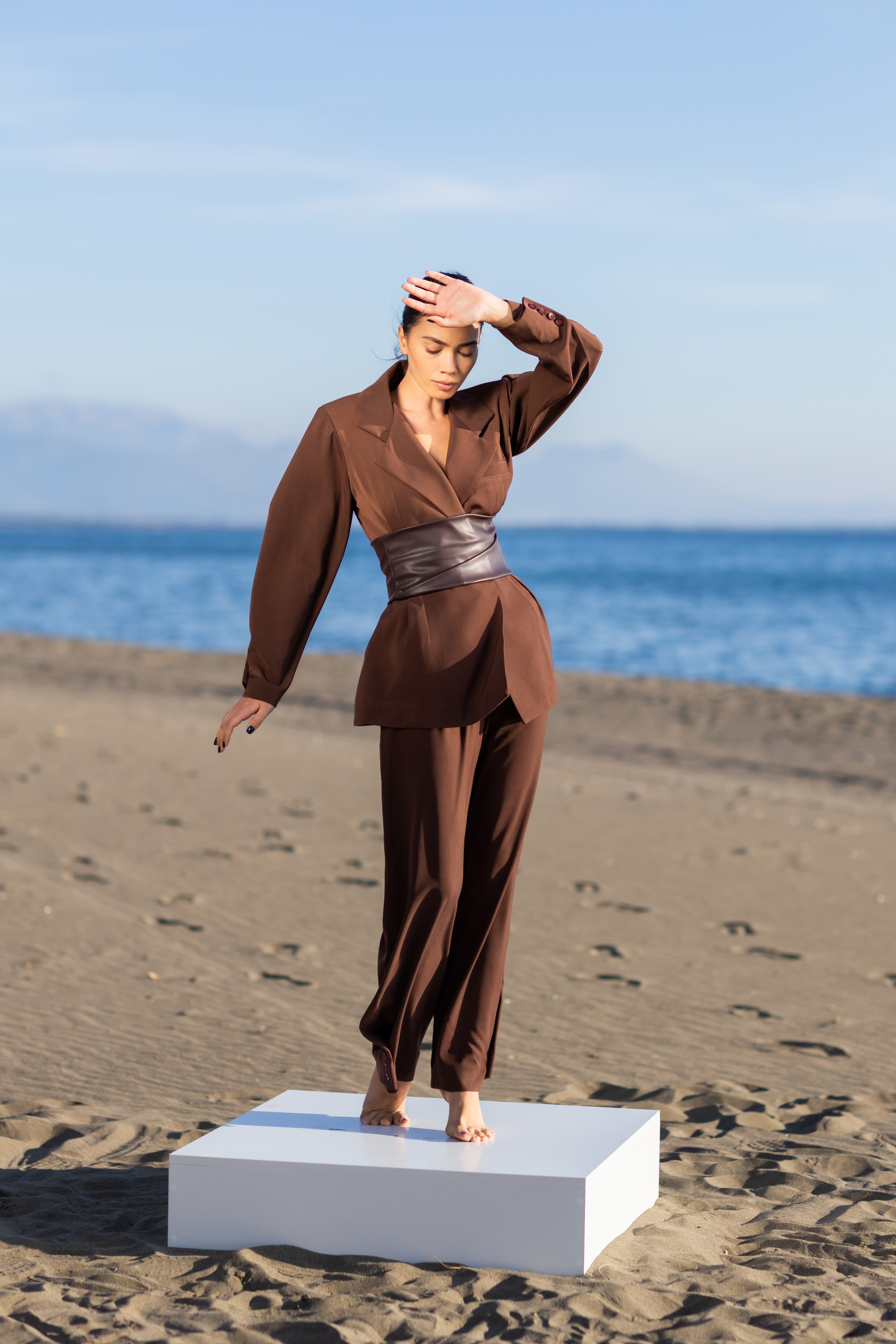 Cognac Sculpted Waist Blazer