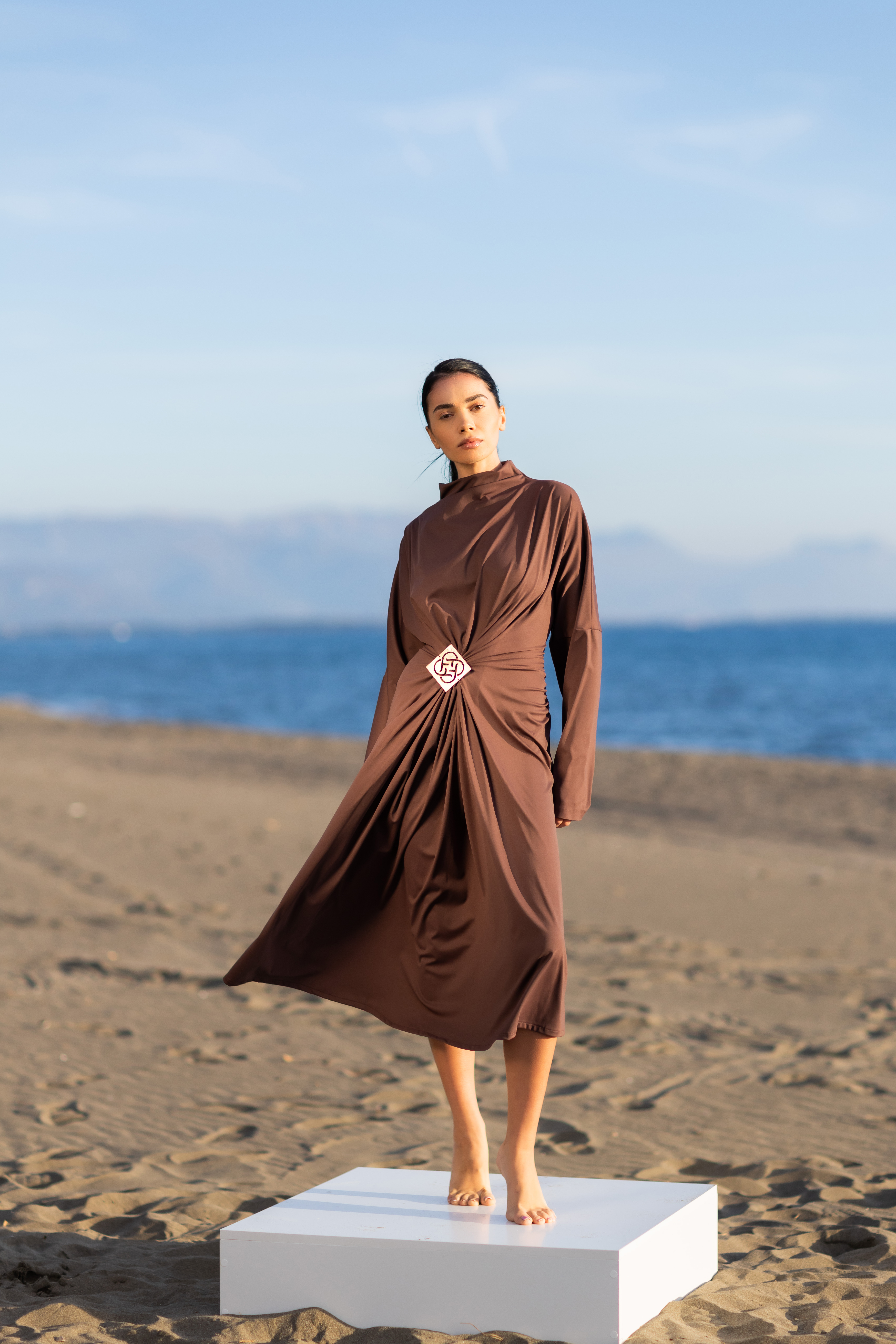 Ember Twist-Front Jersey Midi Dress