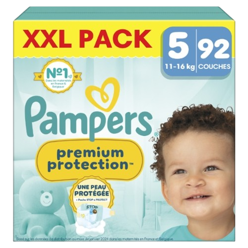 Couches Taille 5 11-16kg Premium Protection PAMPERS-(92 couches)