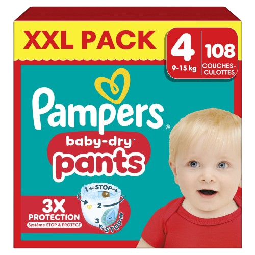 Couches pampers  Baby - Dry pants Taille 4. 9-15kg-(108 couches)