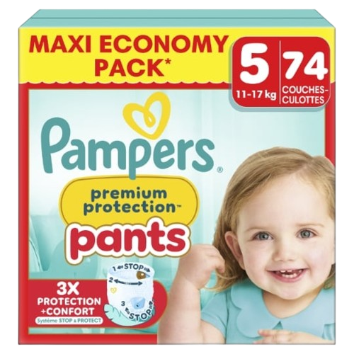 Couches Taille 5 11-17kg  Premium Protection pants  PAMPERS le pack de 74 couches