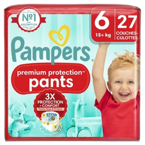 Couches Taille 6 15+kg  Premium Protection pants  PAMPERS le pack de 27 couches