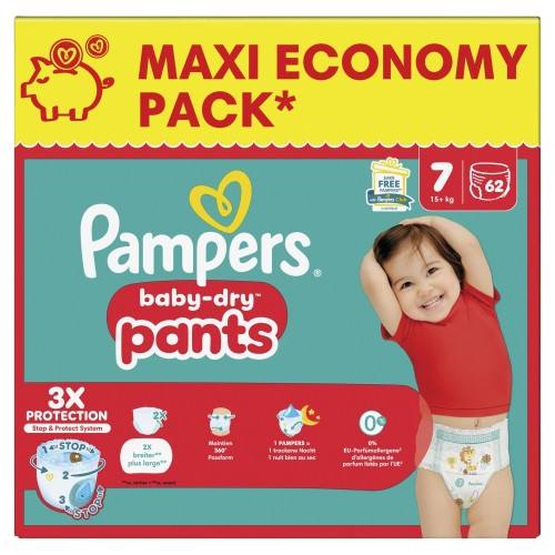 Pampers Baby-dry Pants Taille 7 15+kg  62 couches