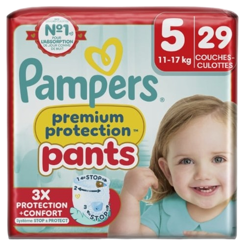 Couches Taille 5 11-17kg  Premium Protection pants  PAMPERS le pack de 29 couches