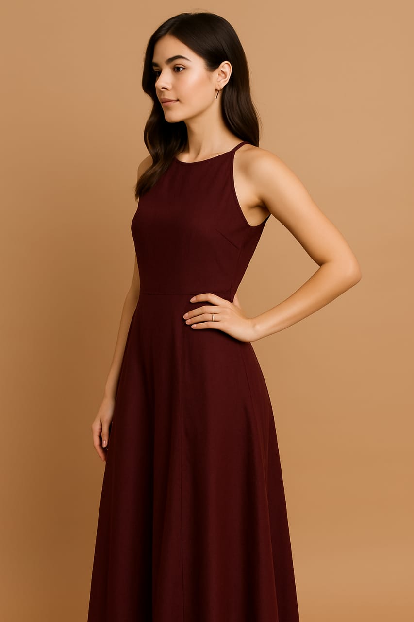 Sleeveless Burgundy Maxi Dress