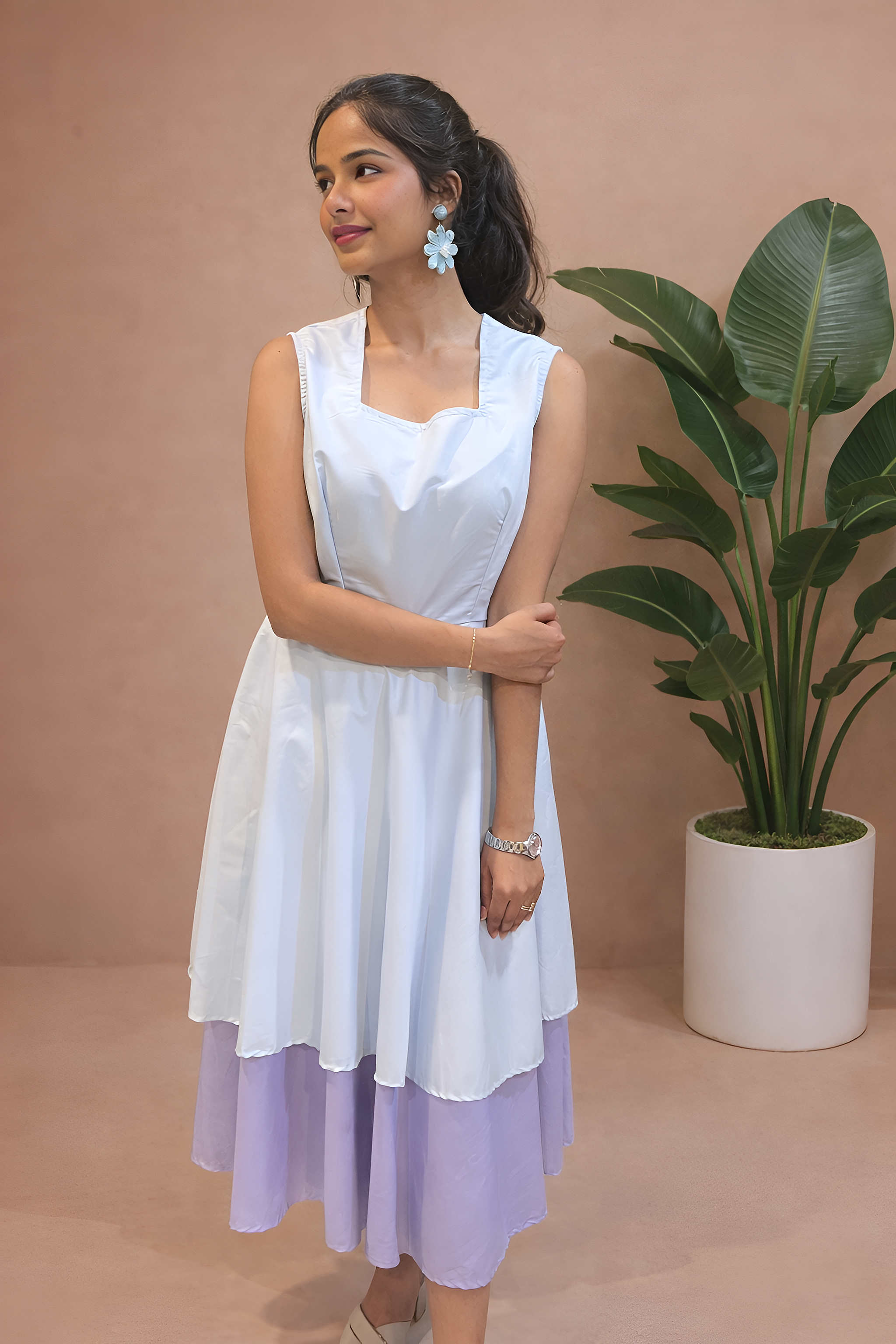 Women’s Powder Blue Sleeveless Midi Dress
