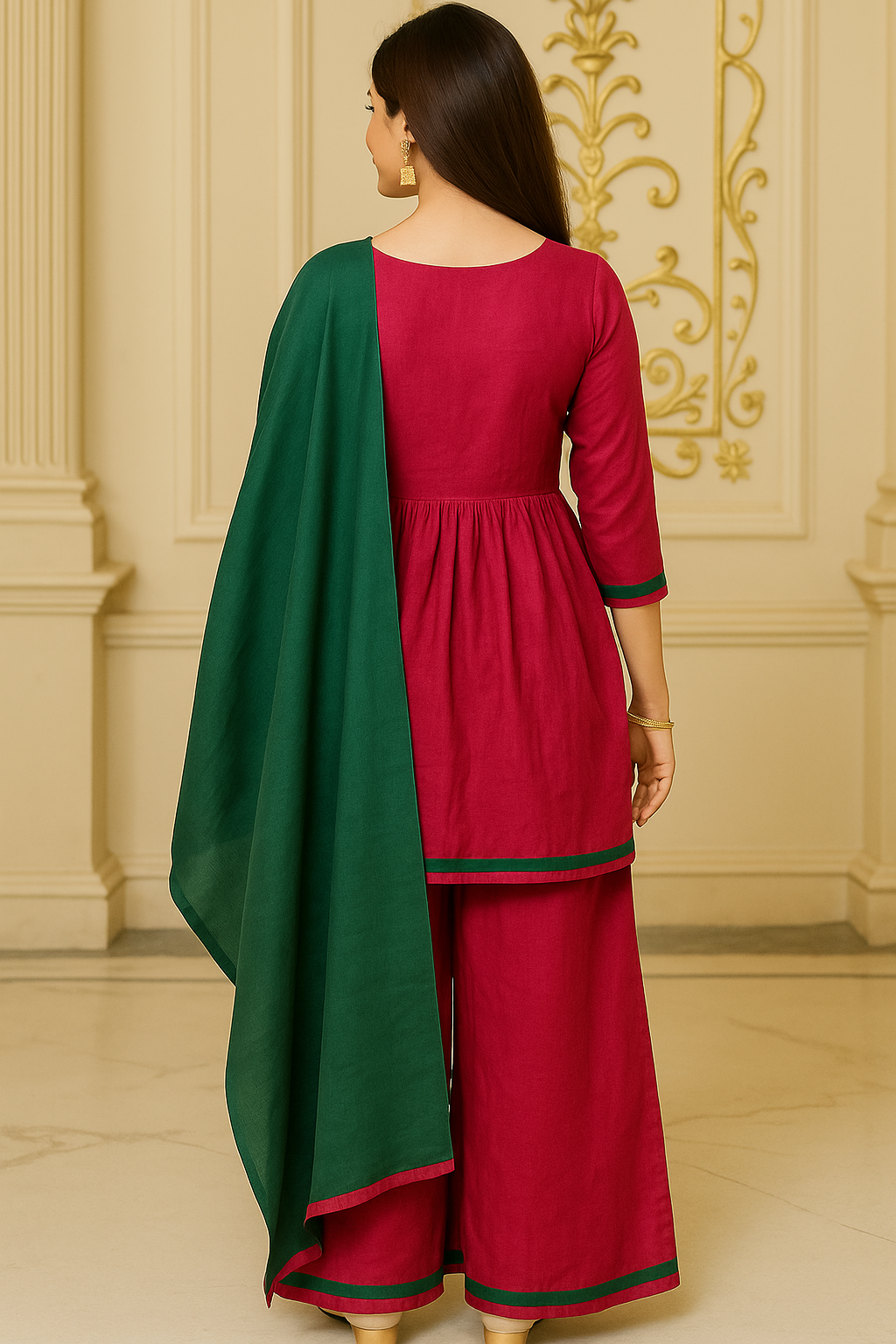 Elegant Ruby Pink Ethenic Set