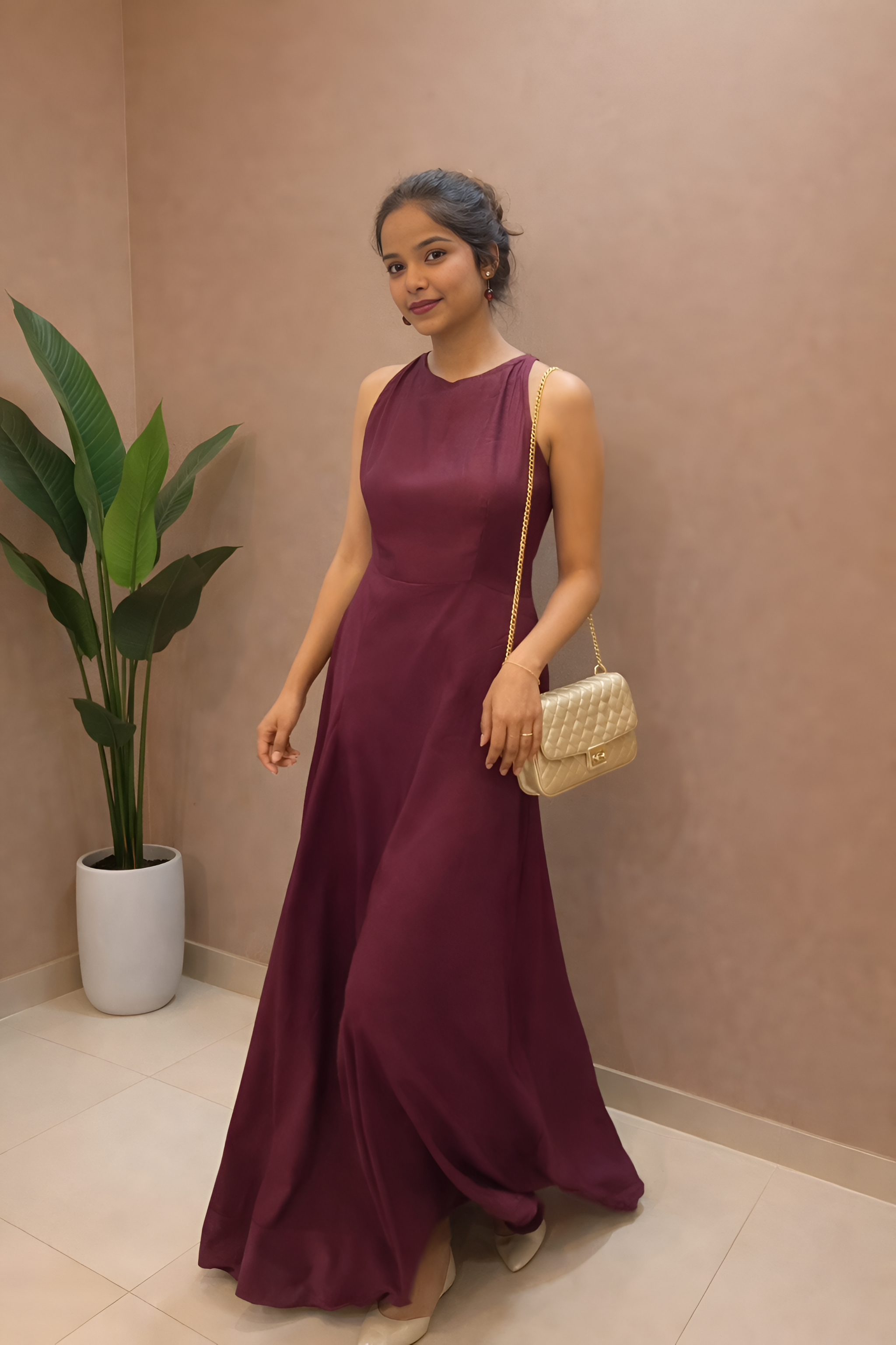 Elegant Plum Evening Gown