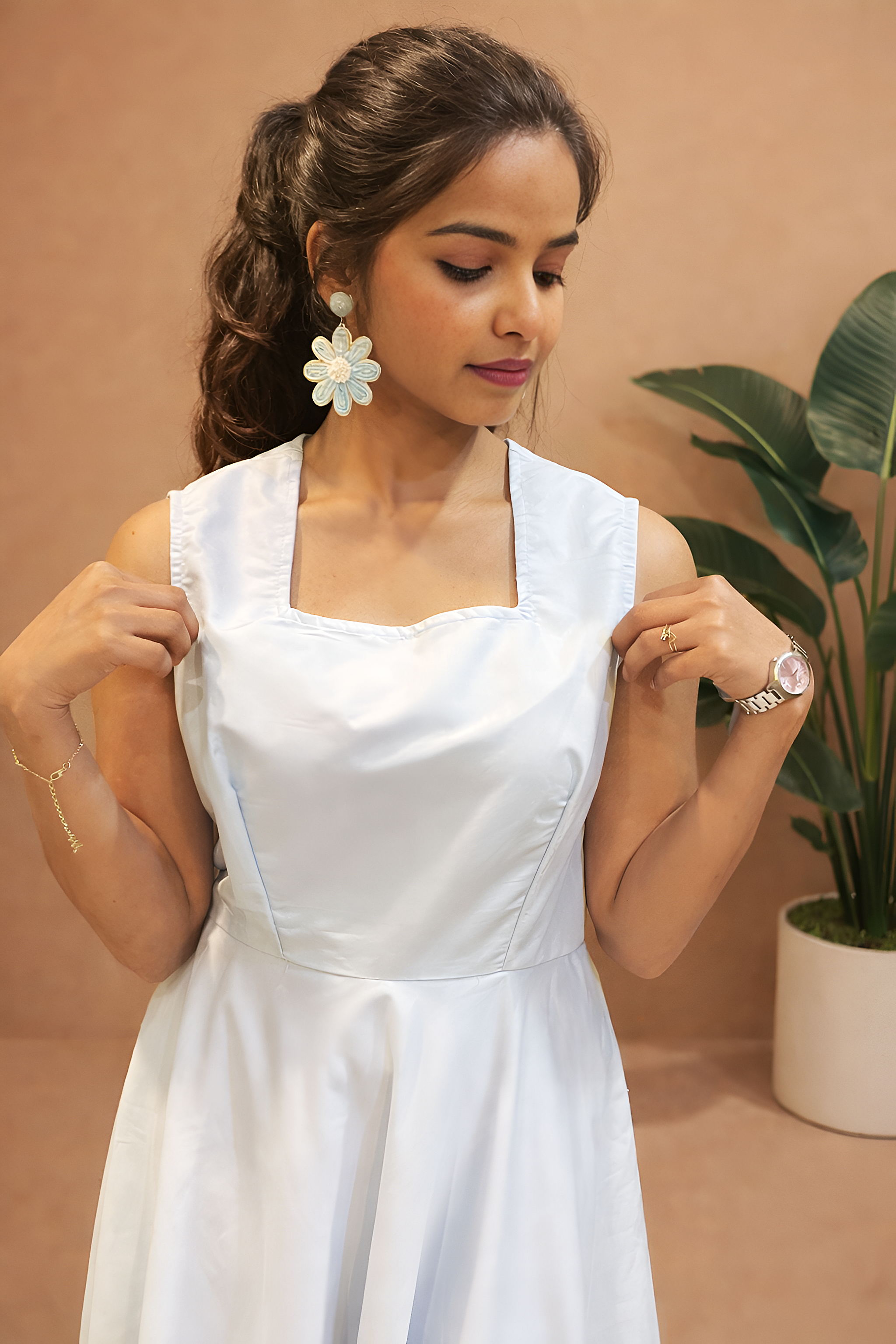 Women’s Powder Blue Sleeveless Midi Dress