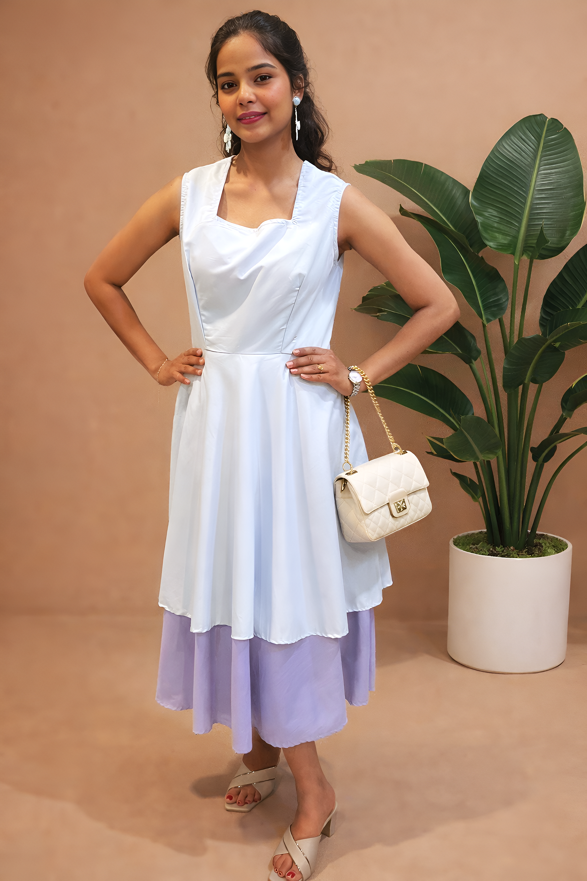 Women’s Powder Blue Sleeveless Midi Dress