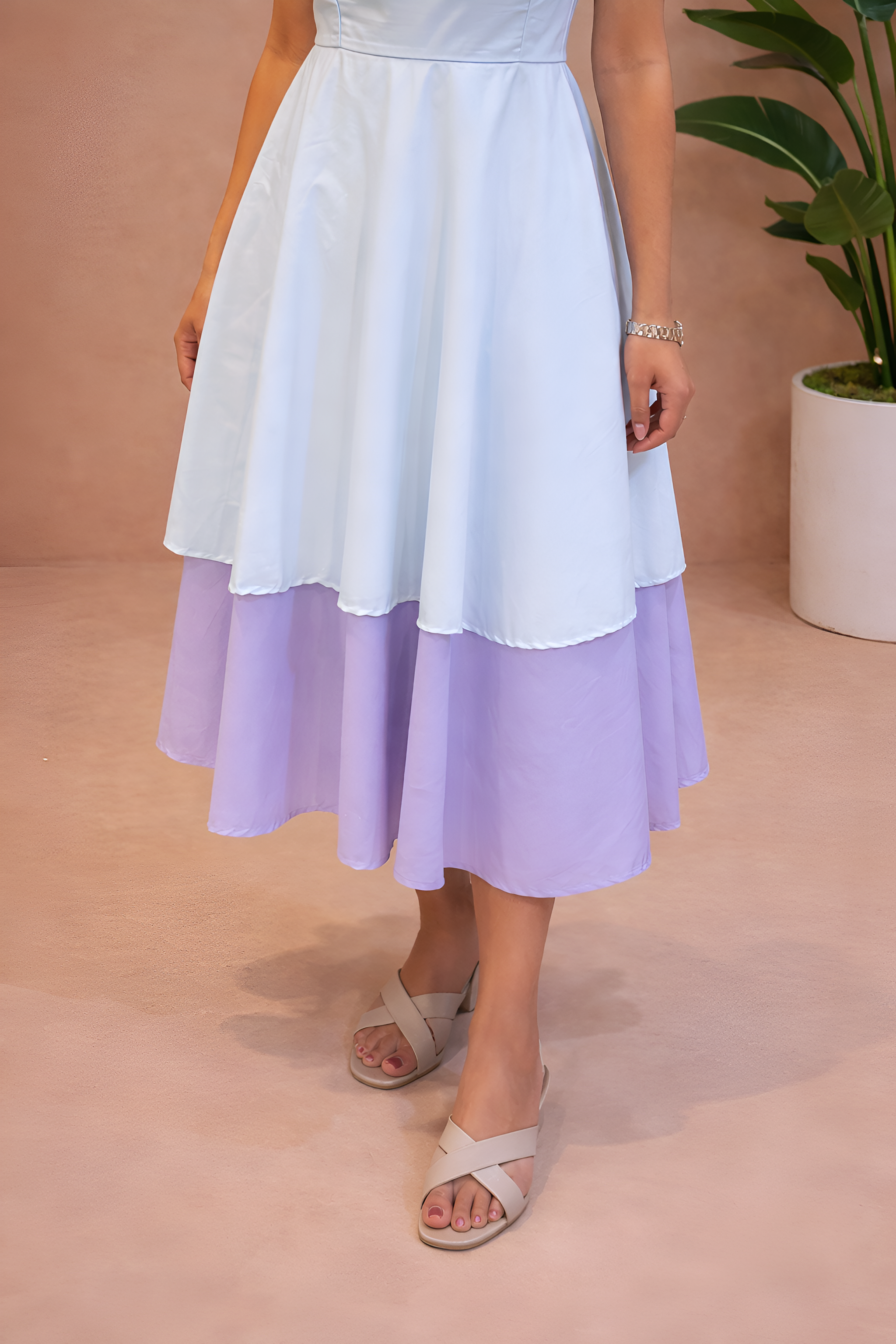 Women’s Powder Blue Sleeveless Midi Dress