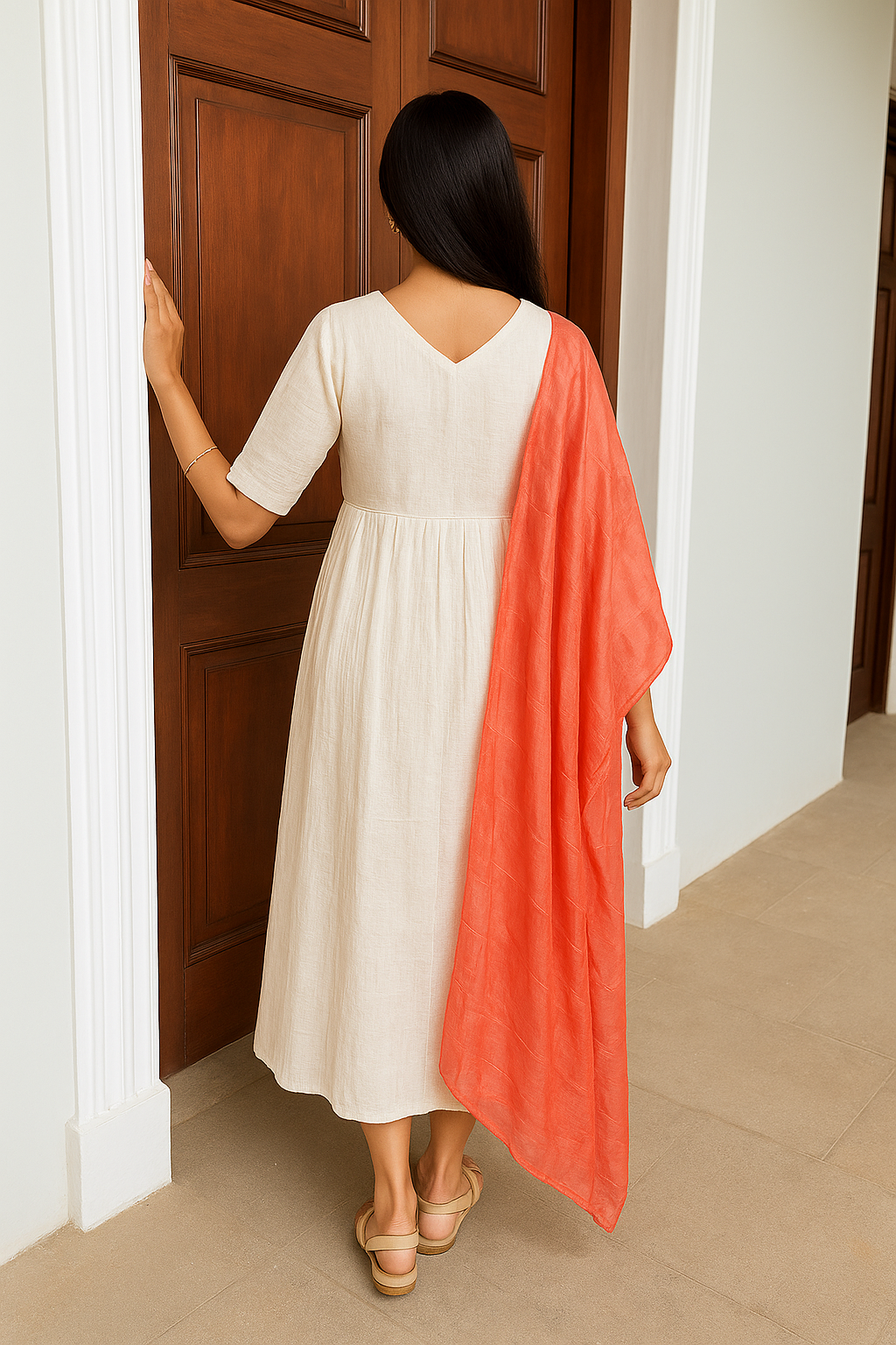 Elegant White Anarkali Dress