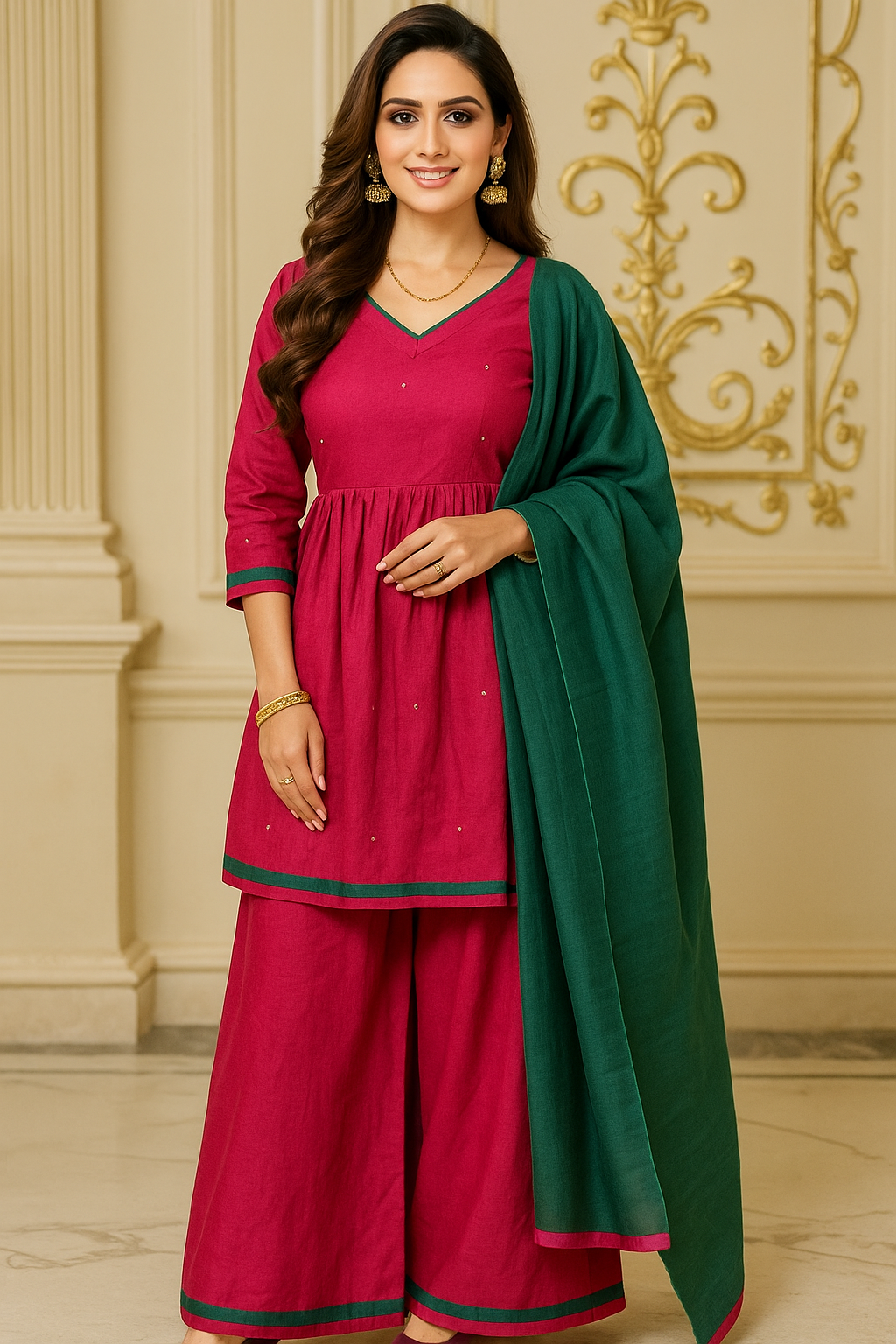 Elegant Ruby Pink Ethenic Set