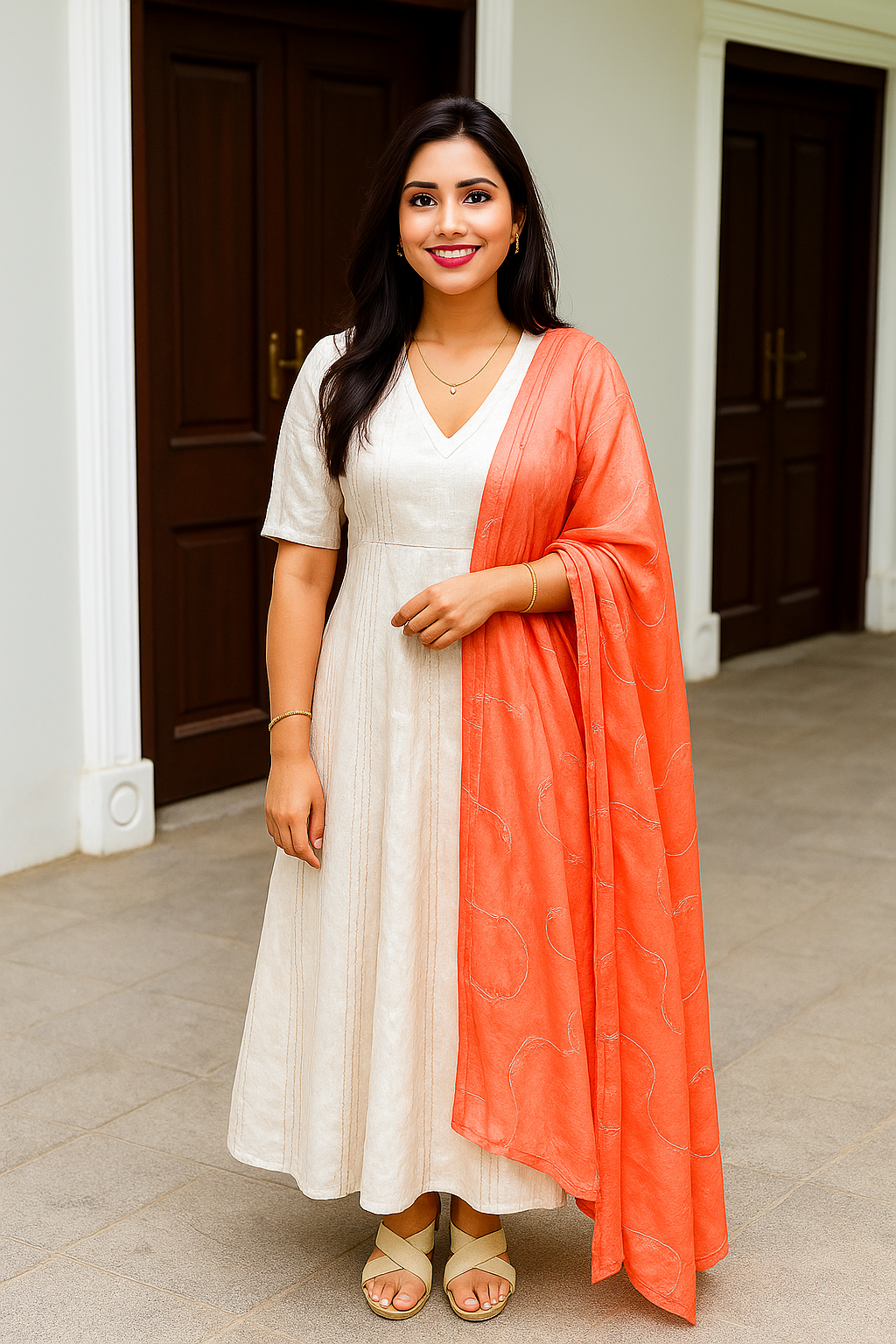 Elegant White Anarkali Dress
