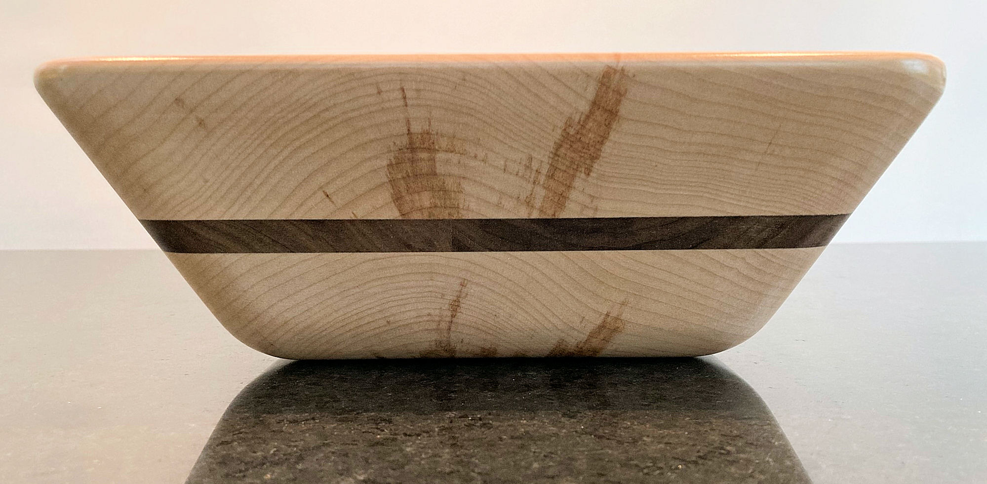 Wood Rectangle Bowl in Maple & Walnut Stripe