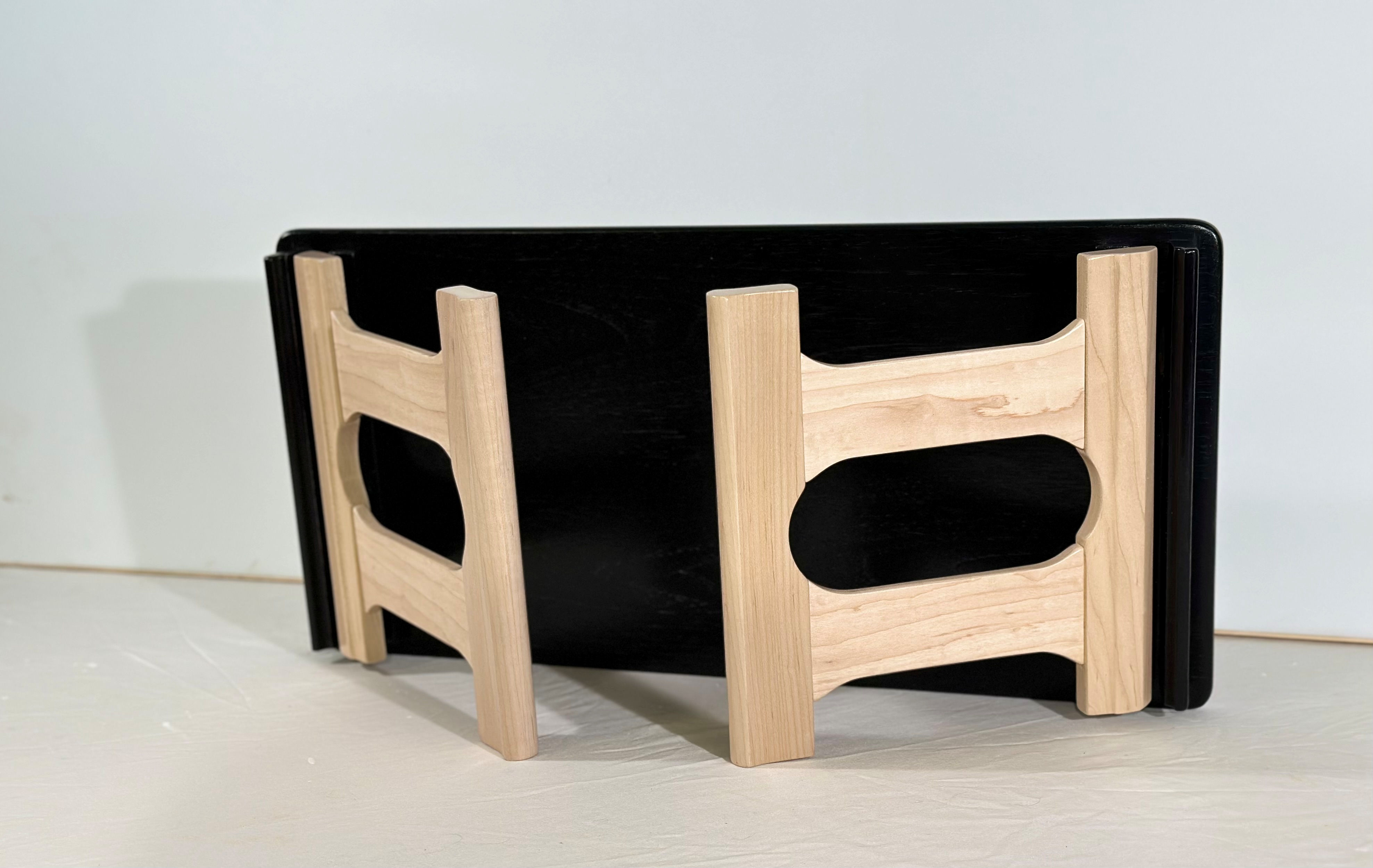 Folding Laptop Table in Walnut & Maple - Black & White