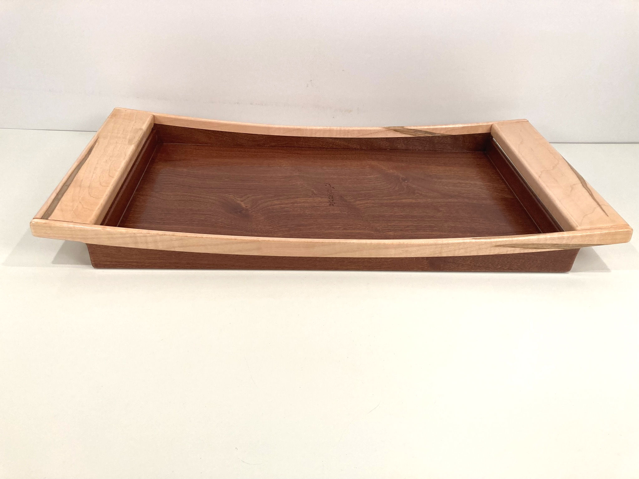 Wood Tray in African Sapele Mahogany & Ambrosia Maple - LaBella Tray