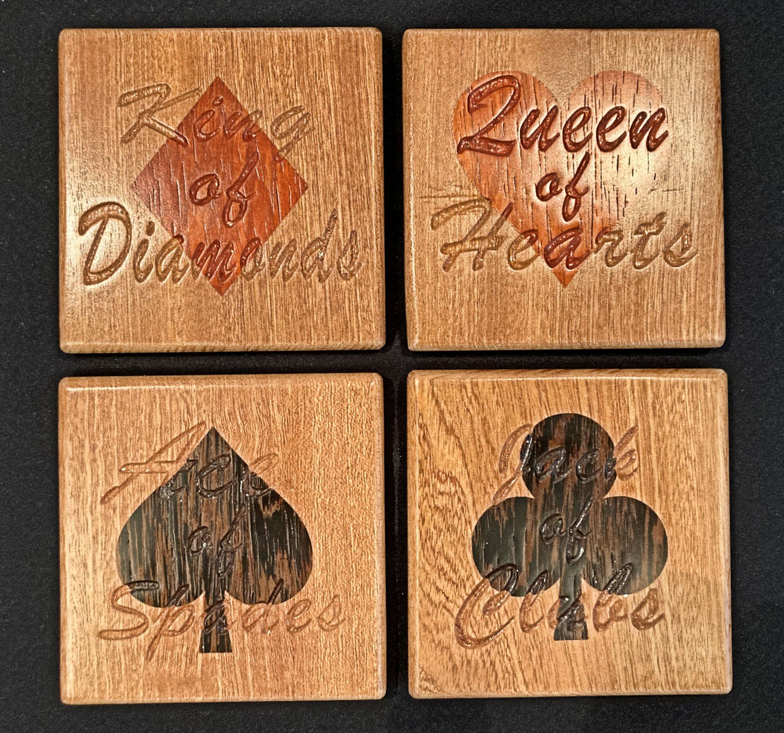 Coasters for Card Games in African Sapele Mahogany