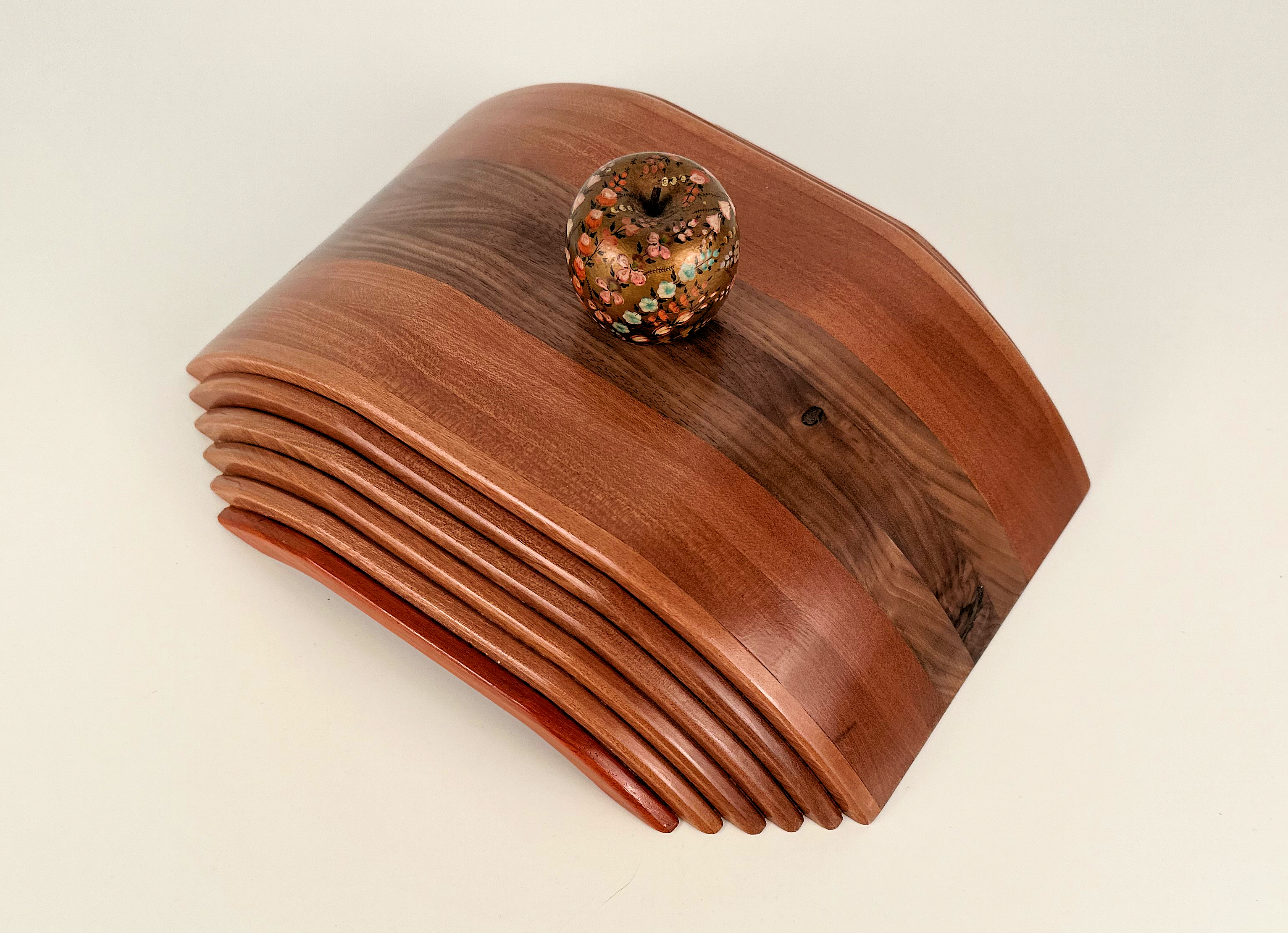 Wood Bowl in Walnut, African Sapele Mahogany, and Padauk