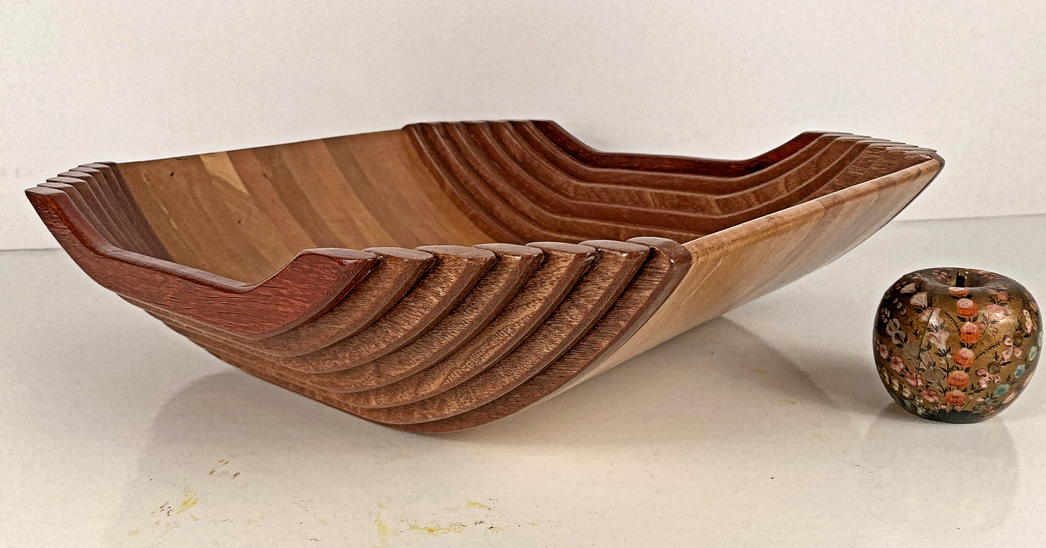 Wood Bowl Large and Square - in Cherry, African Sapele Mahogany & Red Padauk 