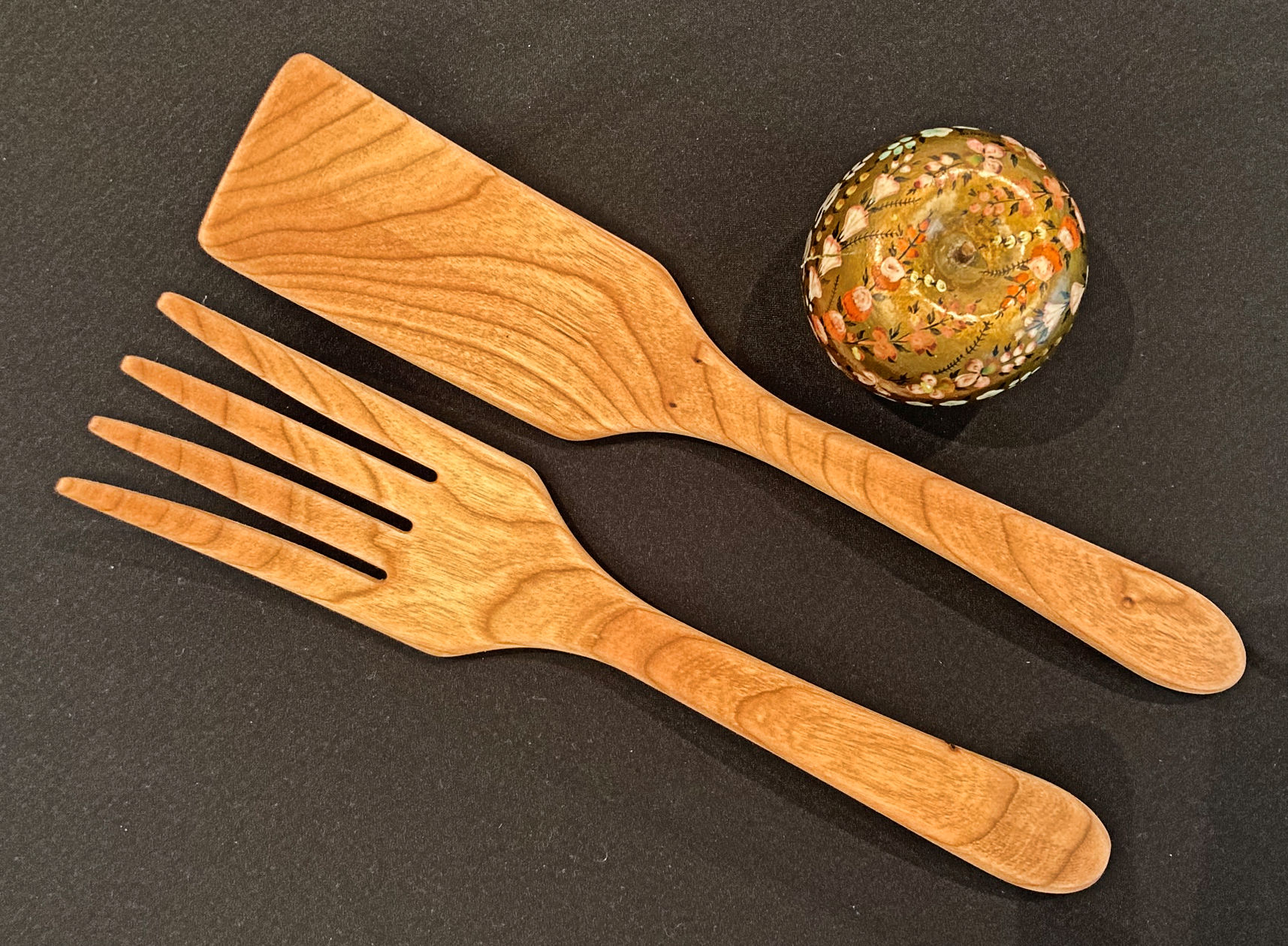 Salad Fork Set in Cherry Wood
