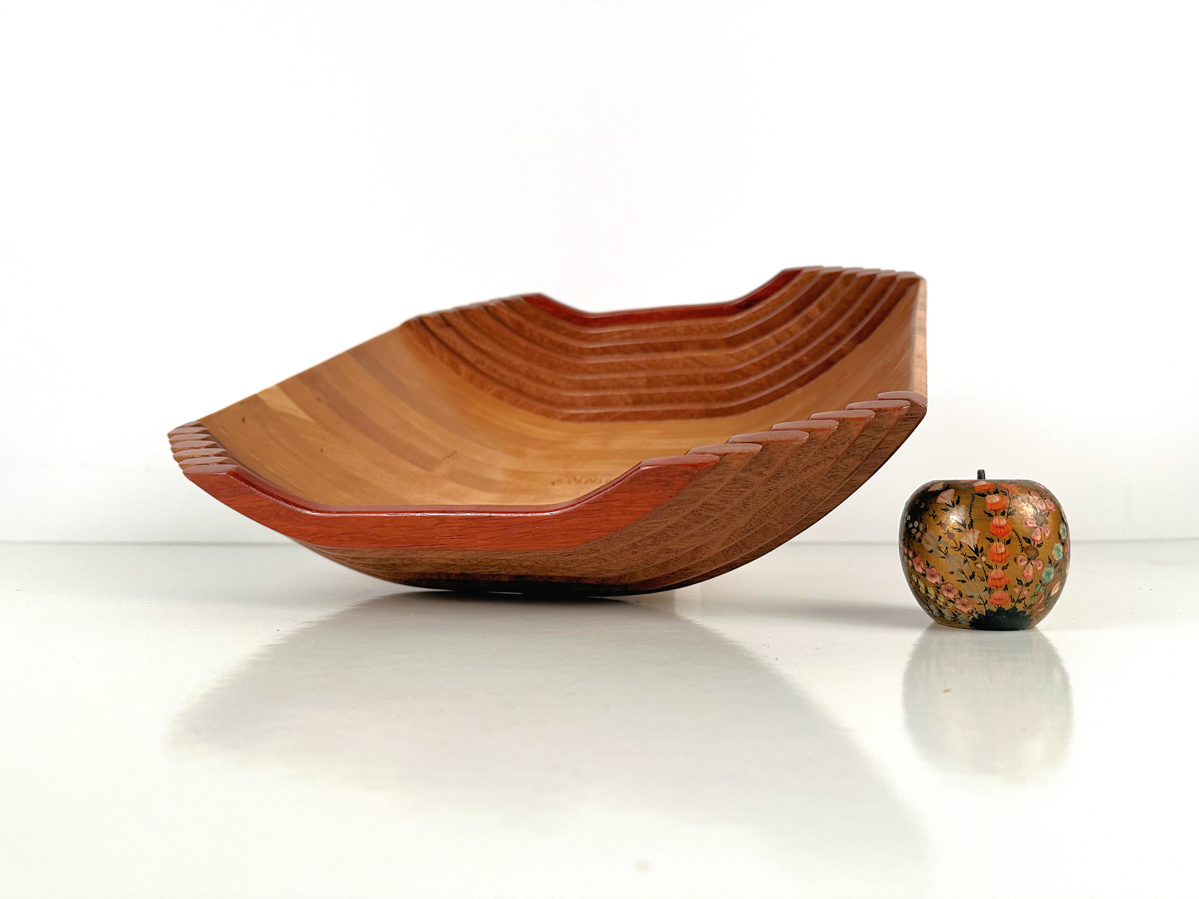 Wood Bowl in Walnut, African Sapele Mahogany, and Padauk