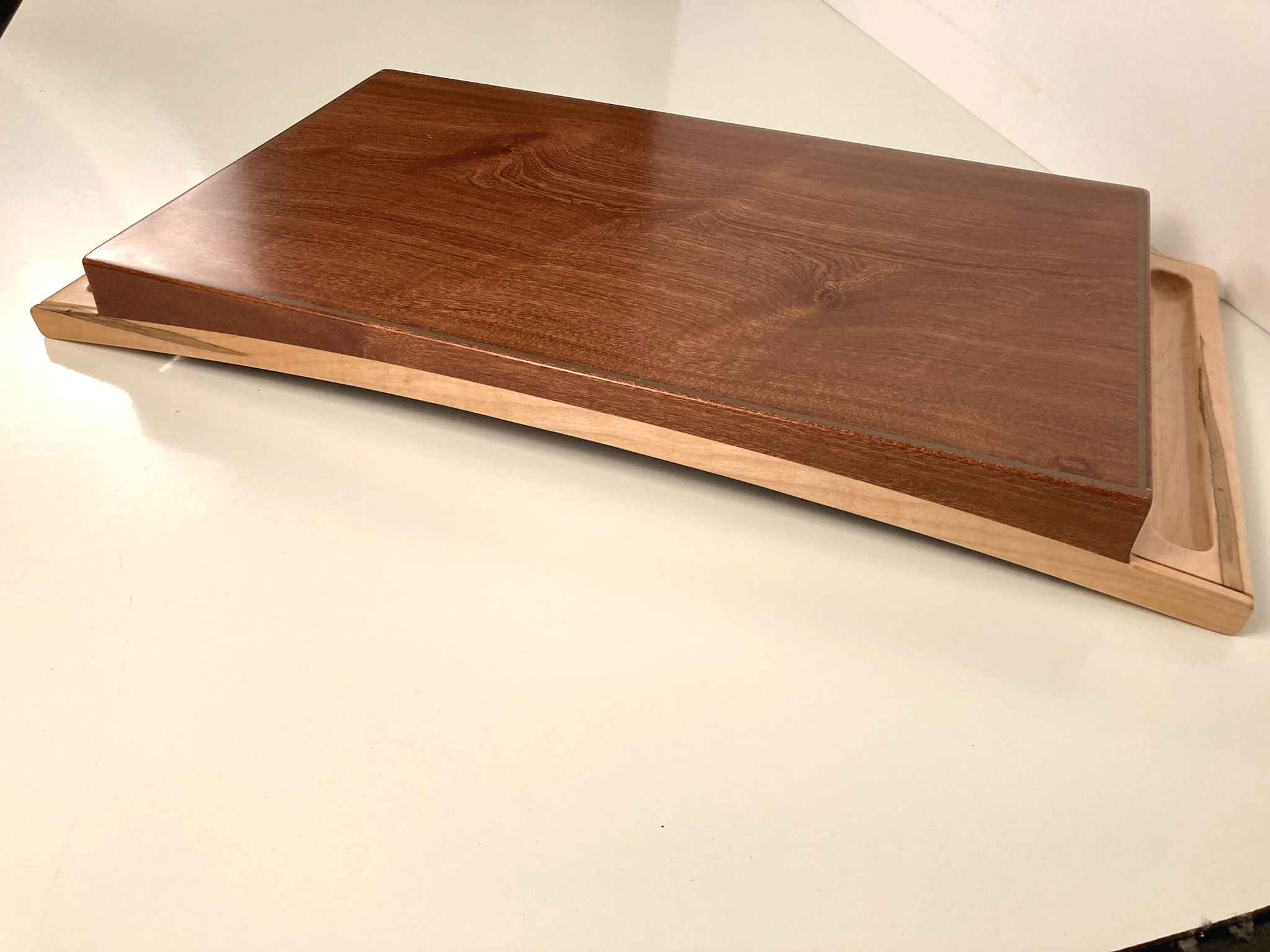Wood Tray in African Sapele Mahogany & Ambrosia Maple - LaBella Tray