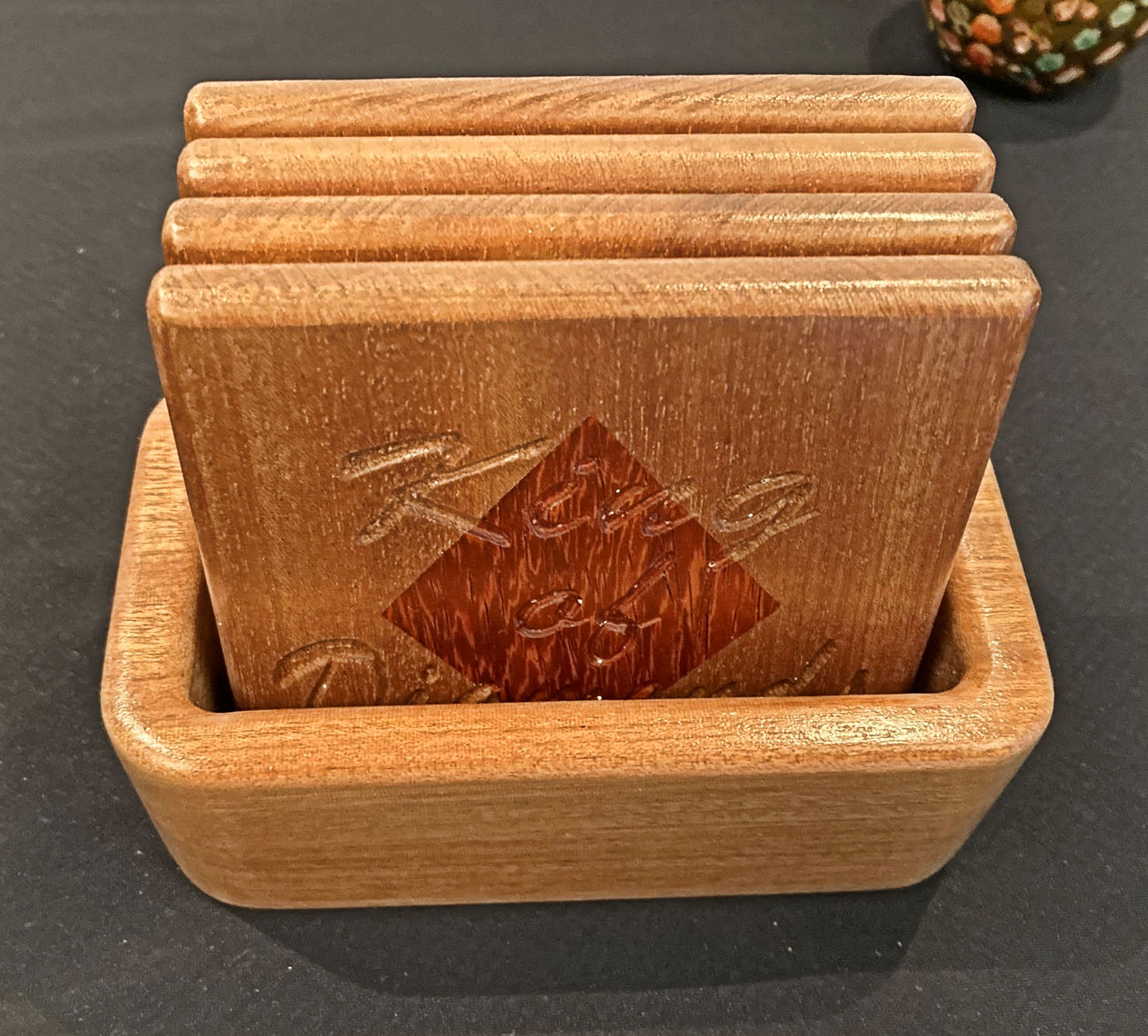 Coasters for Card Games in African Sapele Mahogany